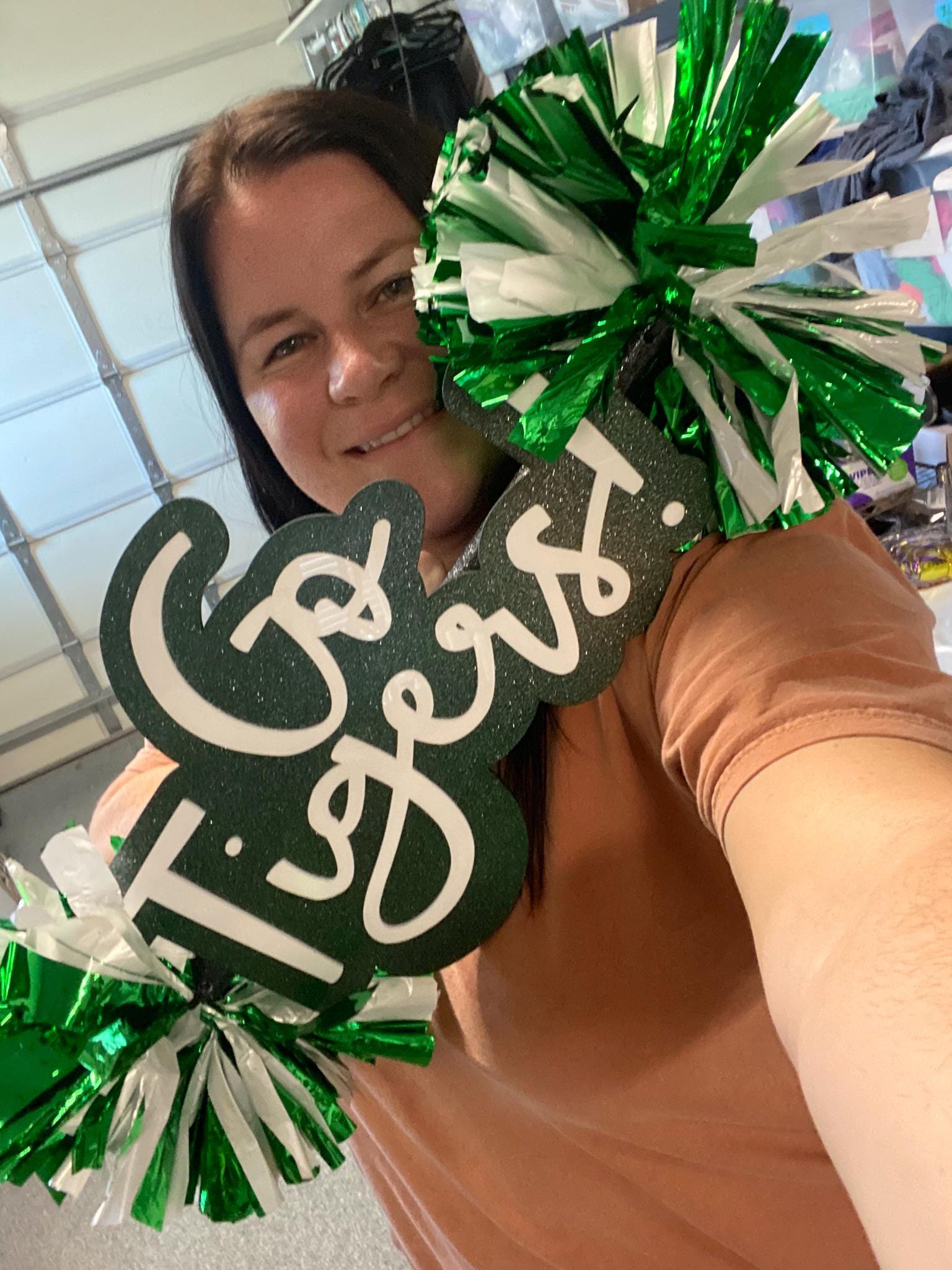 Pom Pom Sign Custom Cheer Stick - Game Day Signs - Custom Acrylic Cheer Stick - Personalized Name Cheer Sign - Sport Mom Sign - Pom Poms