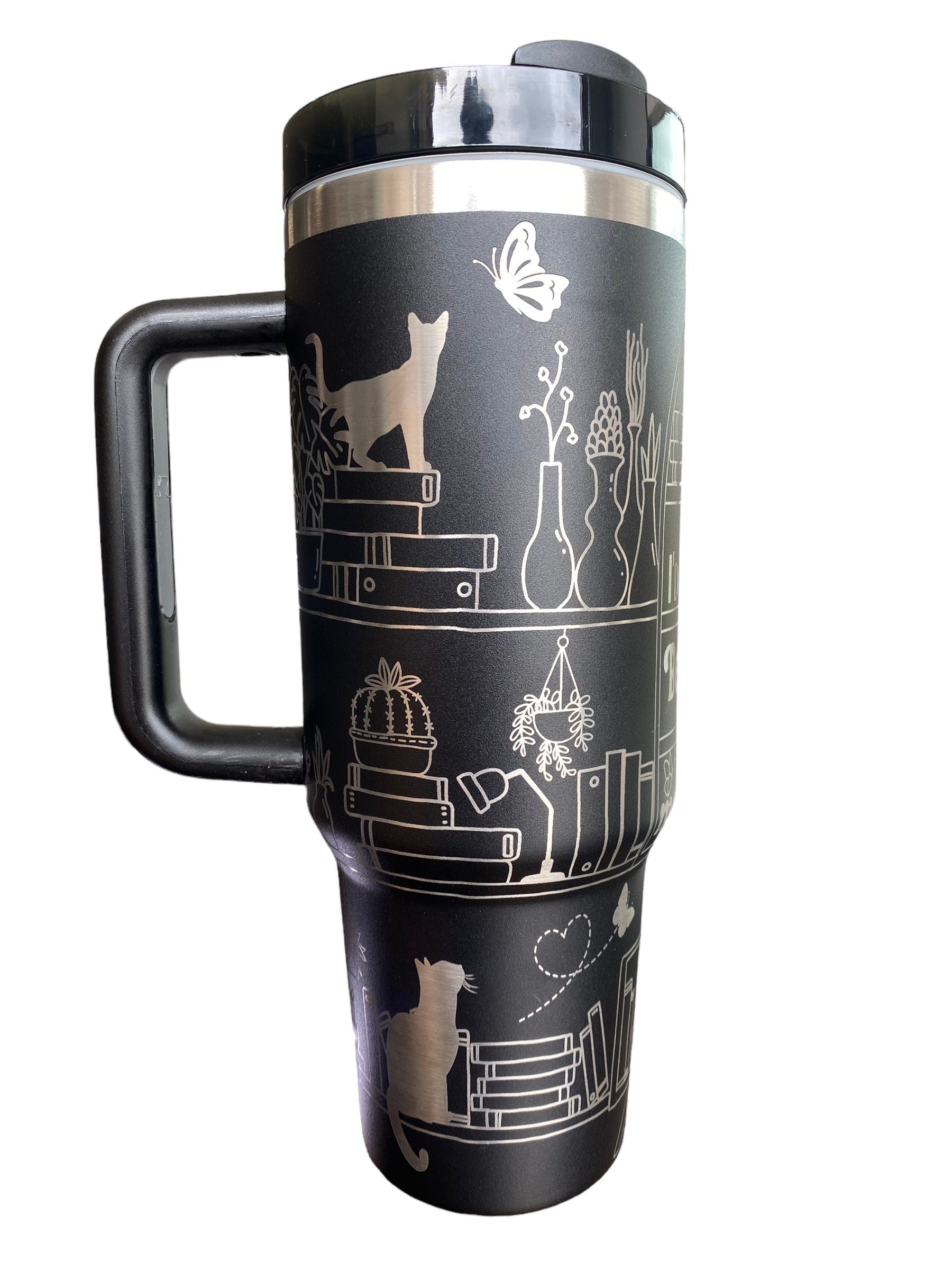 Id rather Be Home Working on My TBR Tumbler - Booktrovert Engraved Cup - Custom Engraved Cup 40oz tumbler with handle -  Book Theme Tumbler