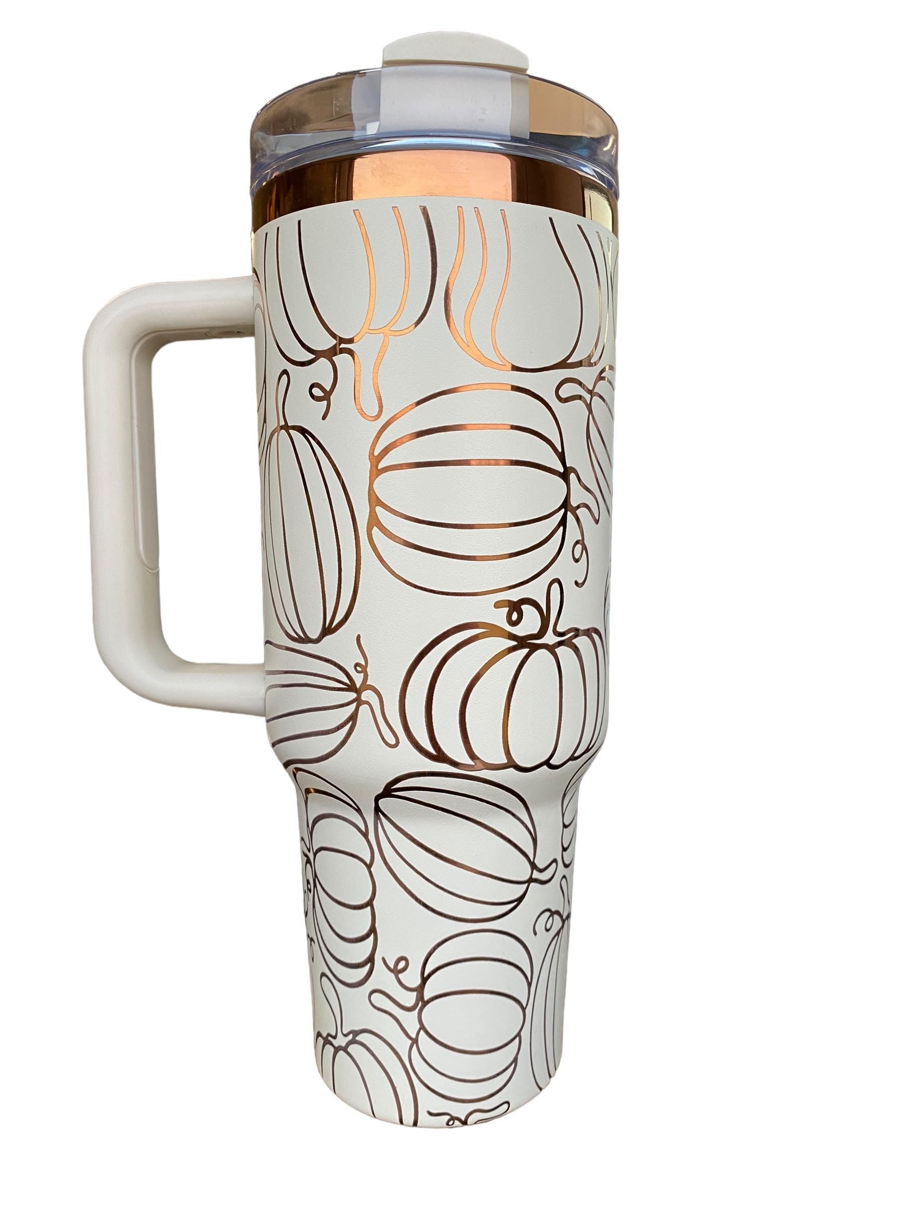 Pumpkin Spice Tumbler - Pumpkin Burst Cup - Fall tumbler -Copper and Cream Fall Tumbler Cup - Engraved Fall Tumbler - Autumn Tumbler