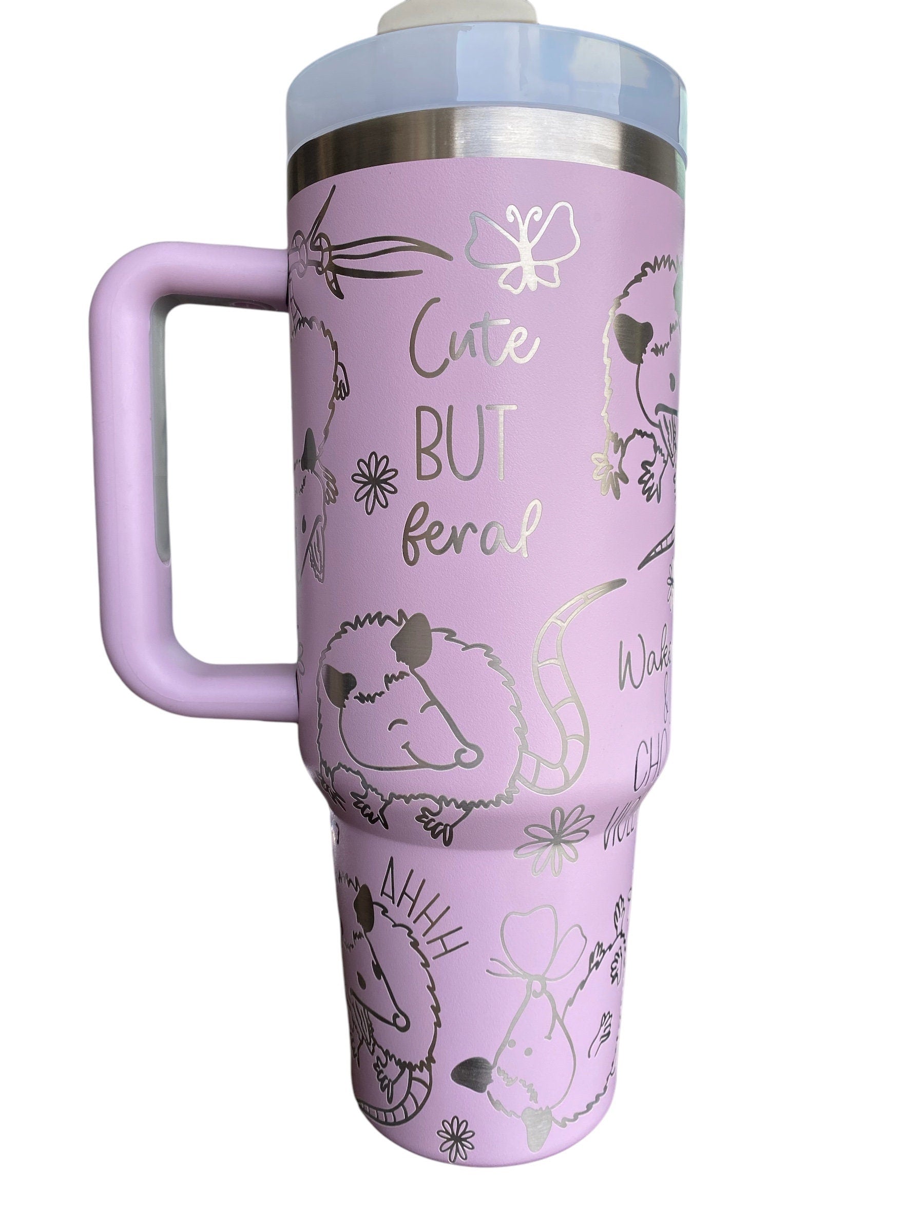 Racoon Tumbler - Cute but Feral Tumbler- Trash Panda 40oz tumbler, Racoon Engraved Tumbler, funny Racoon Gift, Laser engraved
