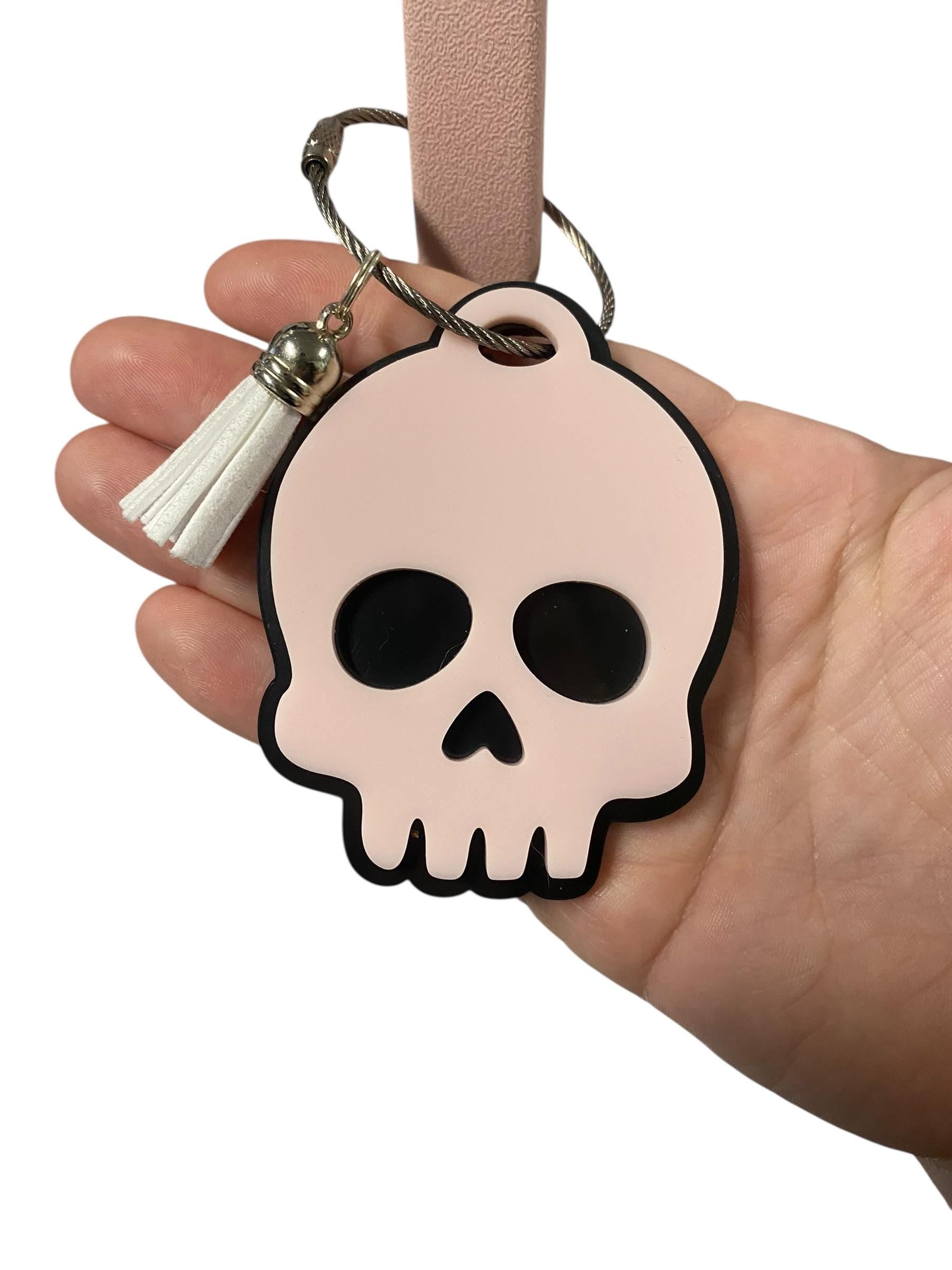 Cute Skull Acrylic Bag Tag | Pink Skull Keychain | Kawaii Gothic Bag Charm | Pastel Goth Accessory | Purse Tag | Backpack Charm