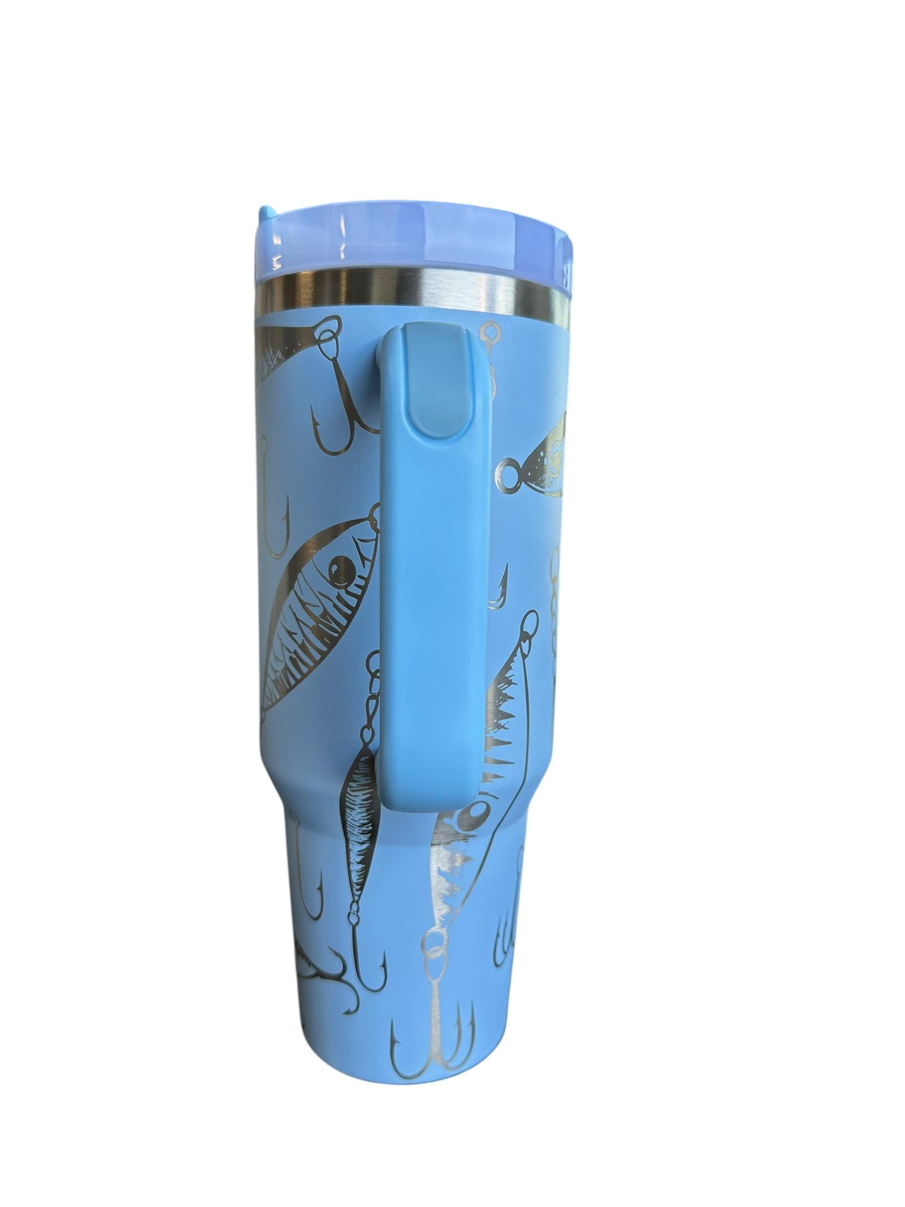 Fishing Tumbler Father's Day Gift, Personalized Fish Lure Cup for Dad, Custom 40oz Insulated Stainless Steel Fisherman Travel Mug
