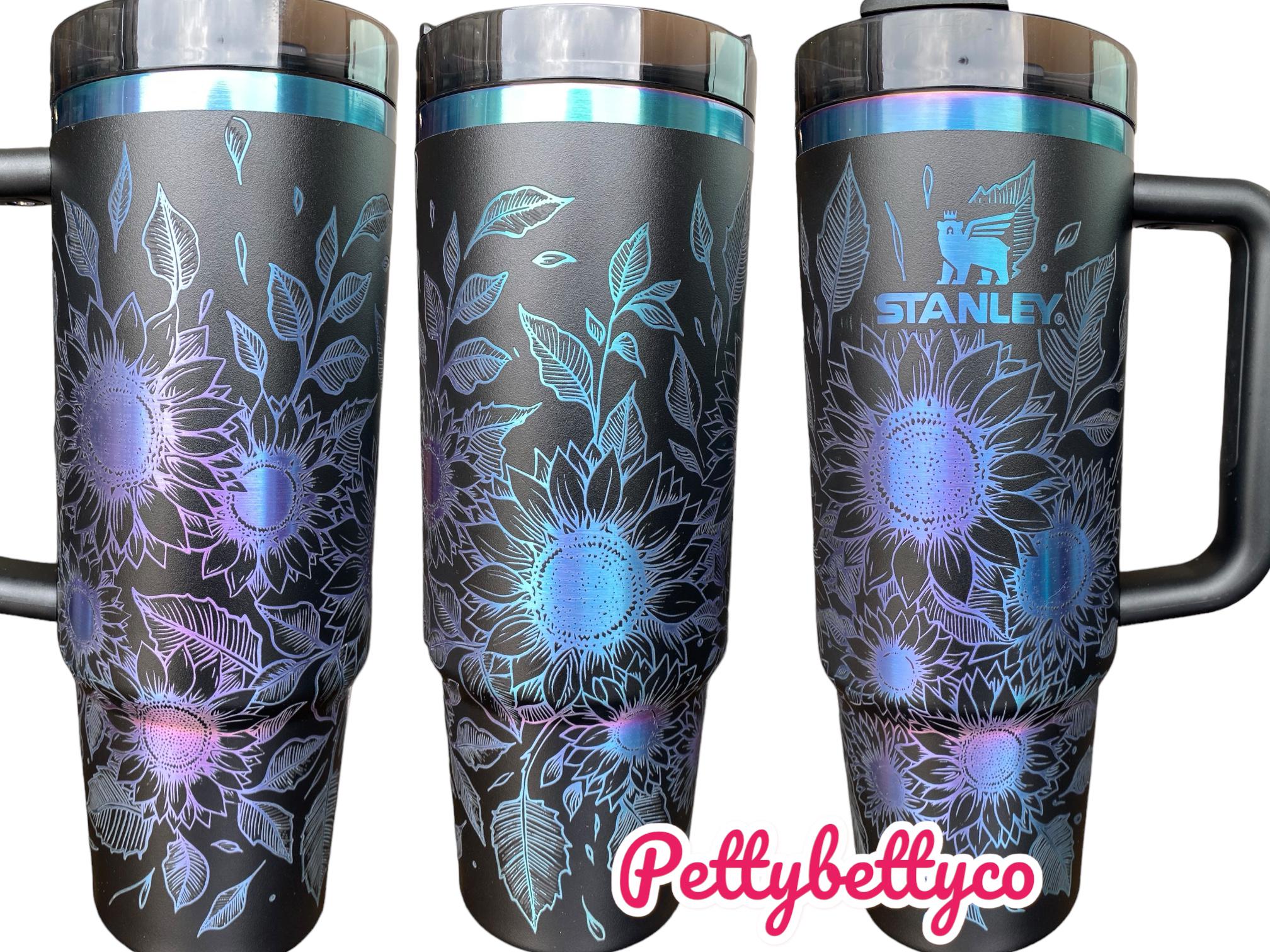 Sunflowers Engraved Tumbler  - engraved Country Tumbler - 40oz tumbler with handle - Custom Tumbler -  Floral Tumbler