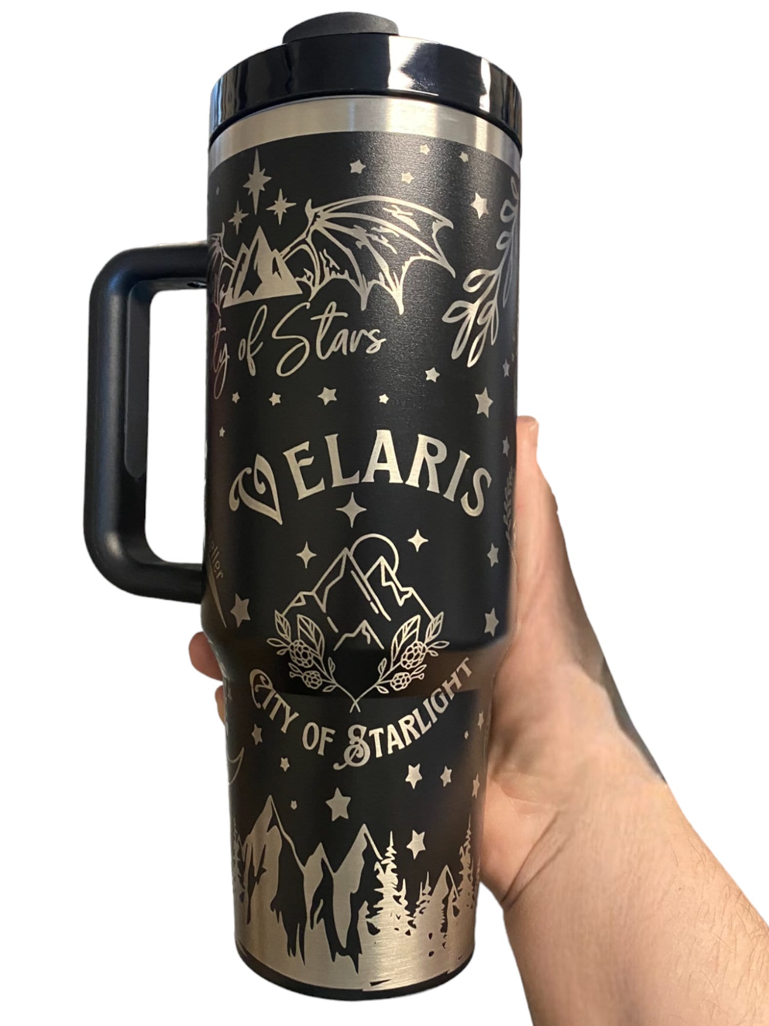 City of Starlight Tumbler - engraved tumbler - 40oz tumbler with handle - Velaris Tumbler - To the Stars who Listen