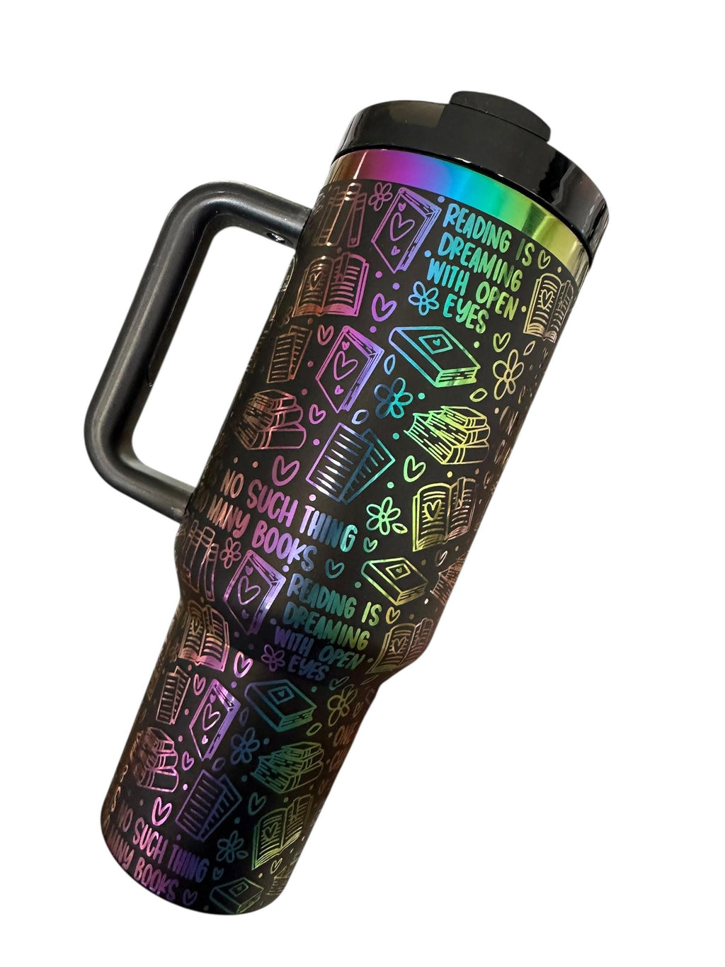 Bookworm's Dream Holographic Tumbler | Reading Is Dreaming With Open Eyes | Book Lover Gift