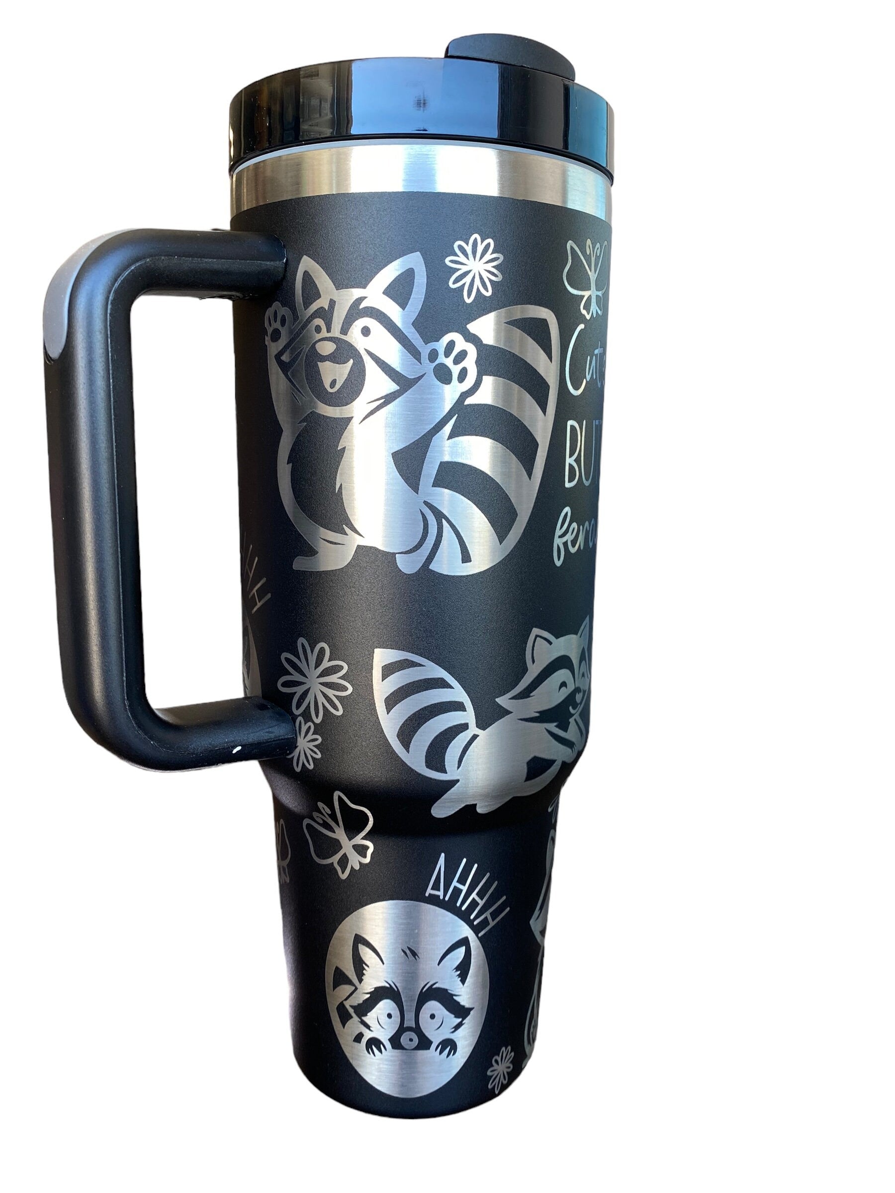 Racoon Tumbler - Cute but Feral Tumbler- Trash Panda 40oz tumbler, Racoon Engraved Tumbler, funny Racoon Gift, Laser engraved