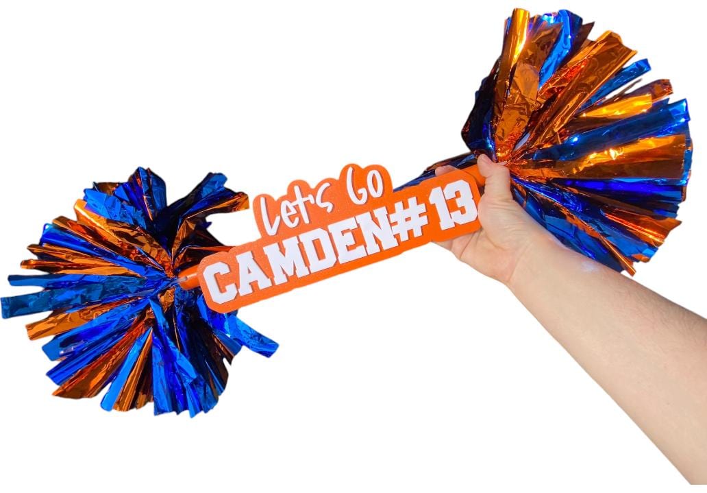 Maroon and Silver Custom Cheer Stick  -Game Day Signs - Pom Pom Sign - Custom Cheer Stick - Personalized Name Cheer Sign - Pom Poms
