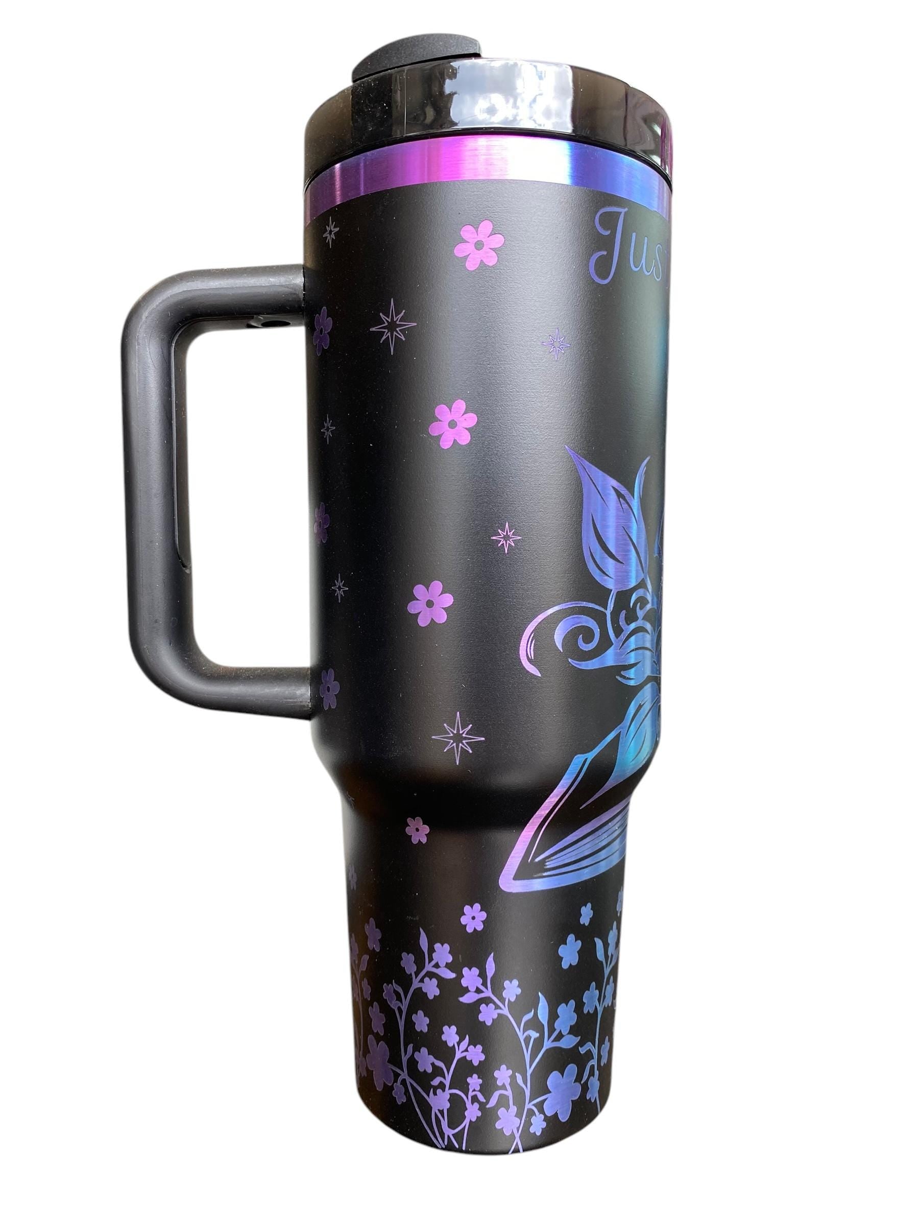 Just One more Chapter Tumbler - Forbidden Rose Engraved Cup - Book Community Custom Engraved Cup  - 40oz tumbler with handle - Reading Theme