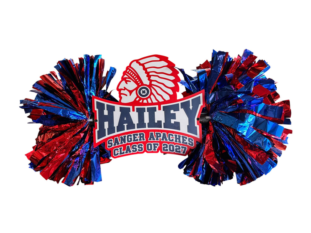 Custom Logo Mascot Cheerstick | Personalized Team Spirit Pom Pom Stick | School, Cheer, Football, Baseball &amp; More