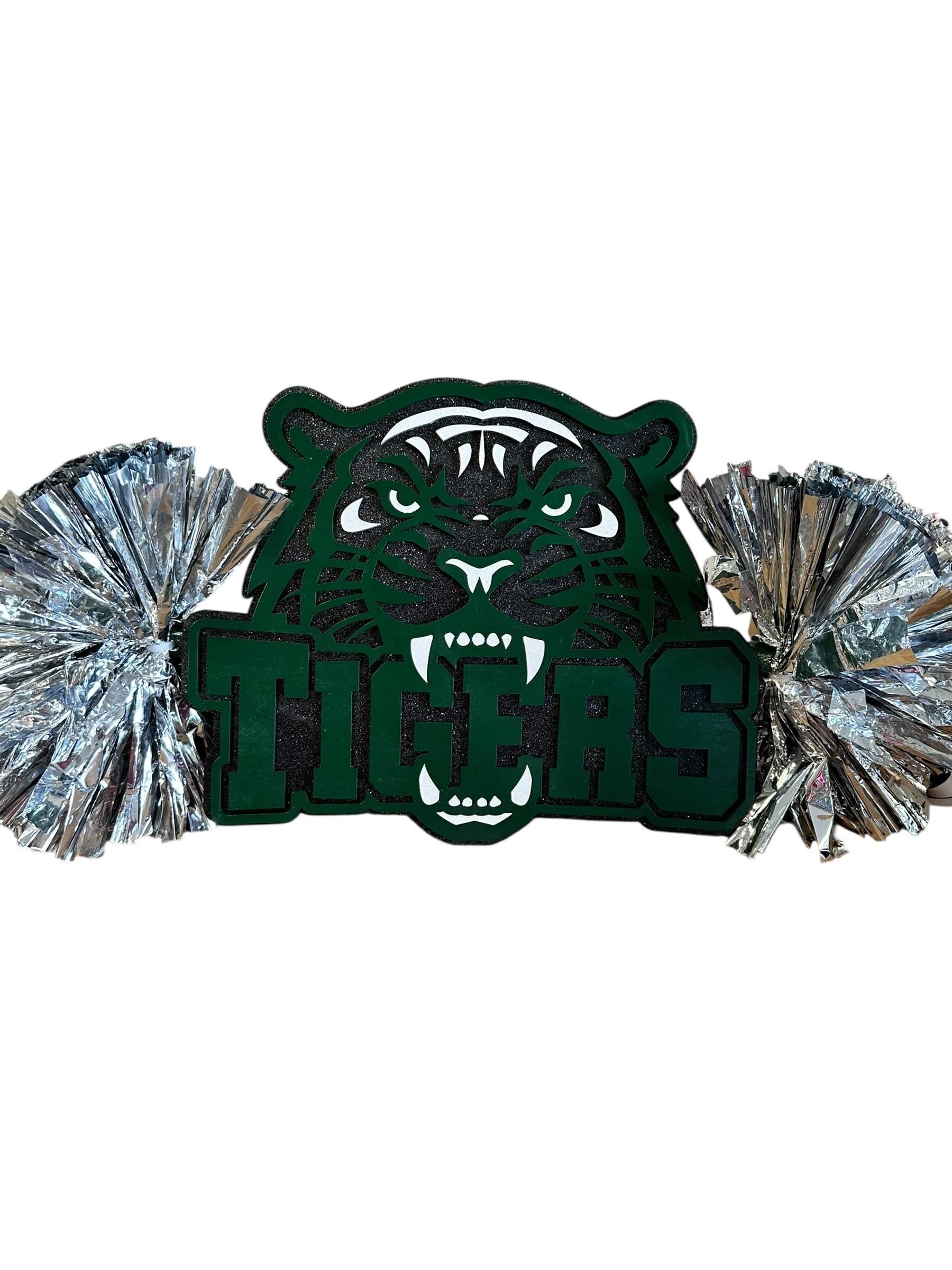 Tiger Cheerstick - Custom Mascot Cheerstick Custom Cheer Stick - Game Day Signs - Personalized Name Cheer Sign - Sport Mom Sign - Pom Poms