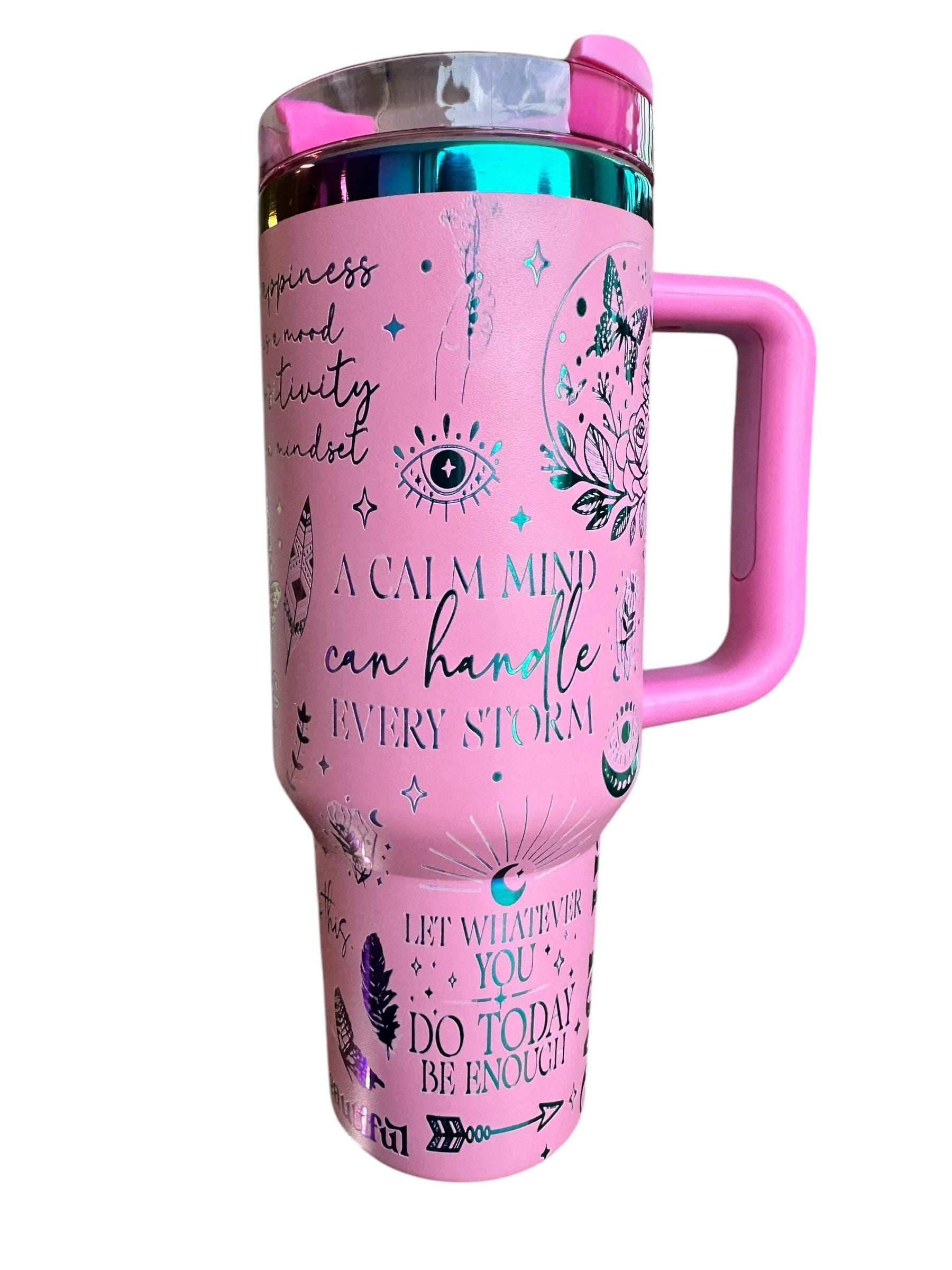 Positive Affirmation Tumbler - Self Care -  Self Love tumbler -40oz tumbler - Engraved Tumbler- Floral tumbler, tumbler, Custom 40oz tumbler
