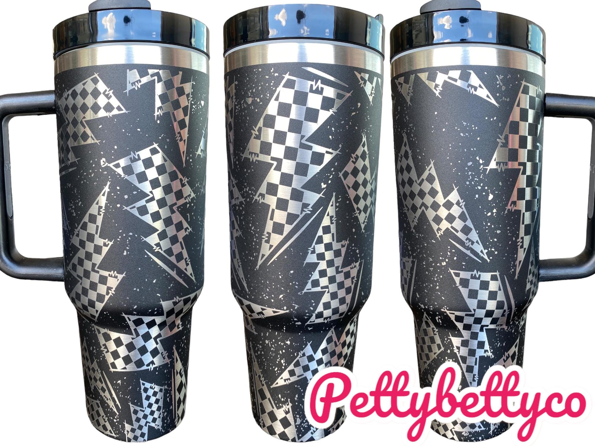Checkered Flag Lightning Bolt Cup - Race Life Tumbler - Racing Cup - Personalized Race Tumbler Car Truck Checkered Flag Dirt Track Motocross