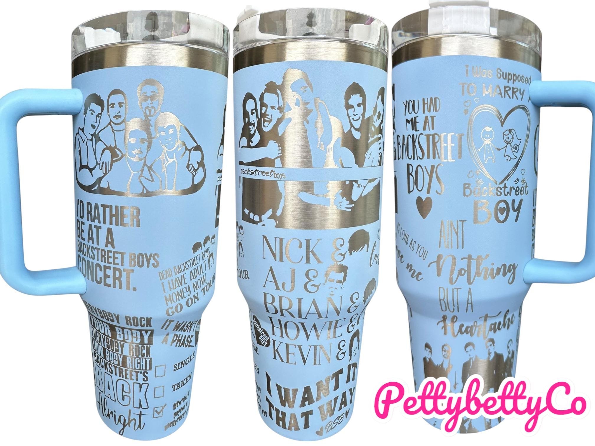 I Want it That Way Music Tumbler  - engraved Pop Music tumbler BSB - 40oz tumbler with handle