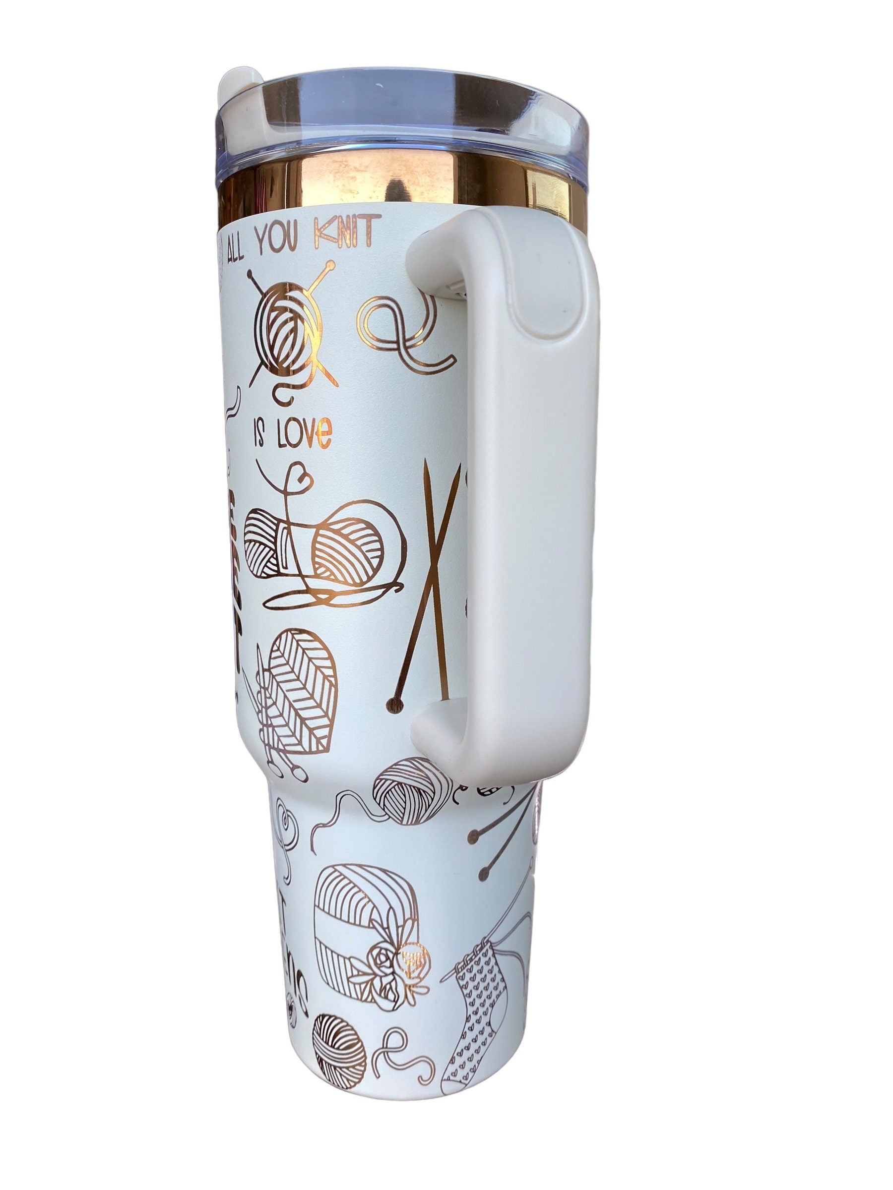 Live Love Knit Tumbler - I'd Rather Be Knitting Tumbler- Knitter Tumbler 40oz tumbler, Engraved Tumbler, Knitter Gift, Laser engraved
