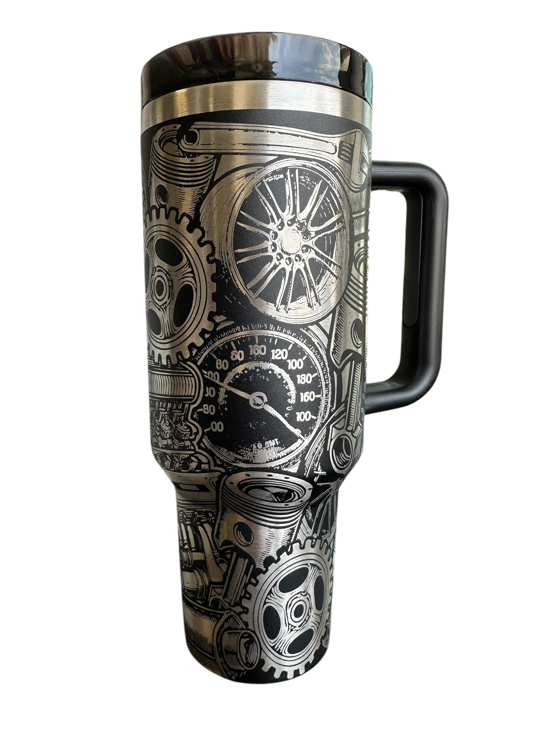 Motor engraved Tumbler - Engine Cup - Gear head Cup - Dirty Hands Clean Money - Gift for Him - Mechanic Cup - Blue Collar Guy - Father's day