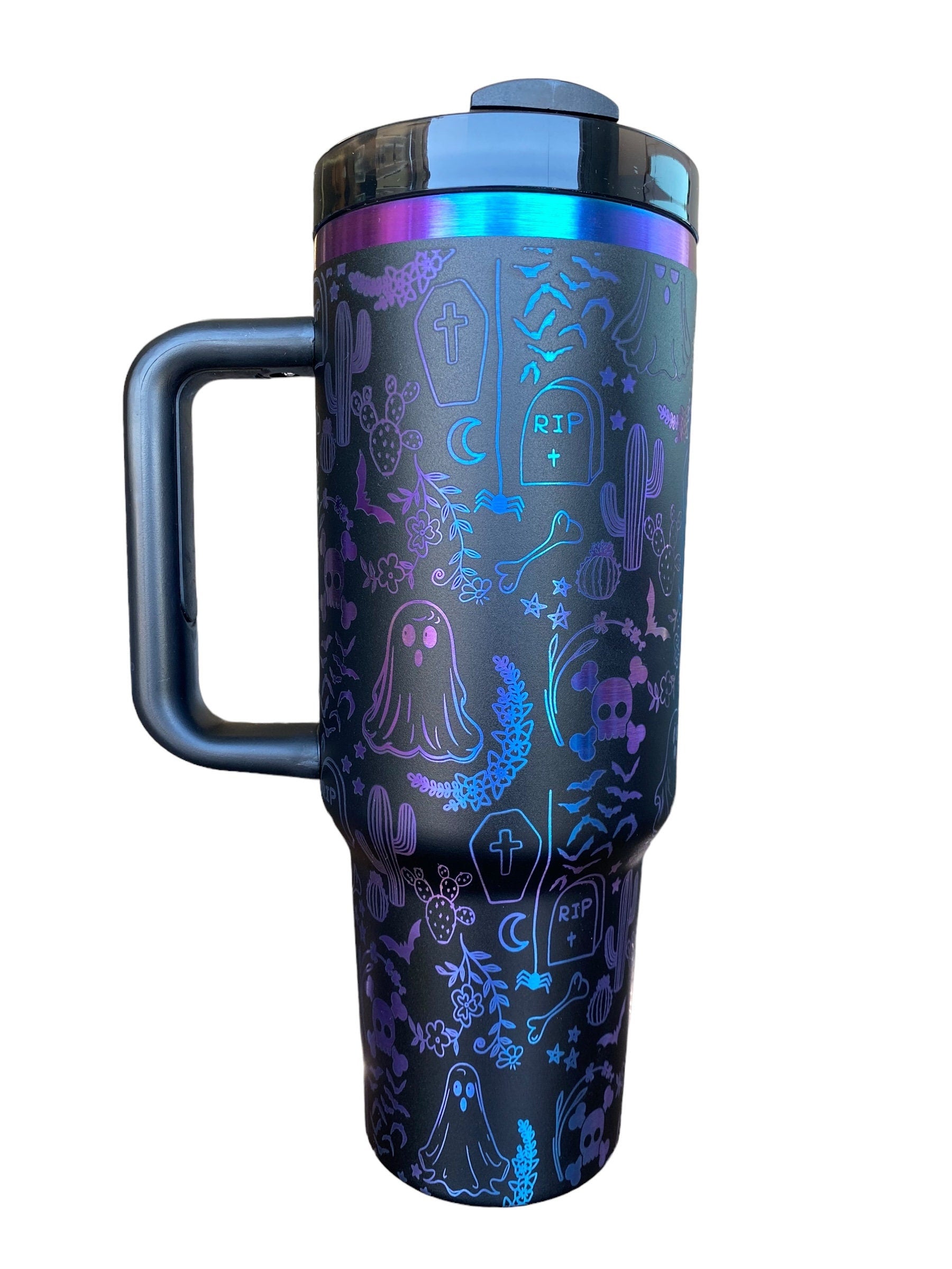 Spooky Season Tumbler - Ghosts and Ghouls Halloween Engraved Tumbler - 40oz Engraved Tumbler - Halloween Cup - Skeleton Tumbler