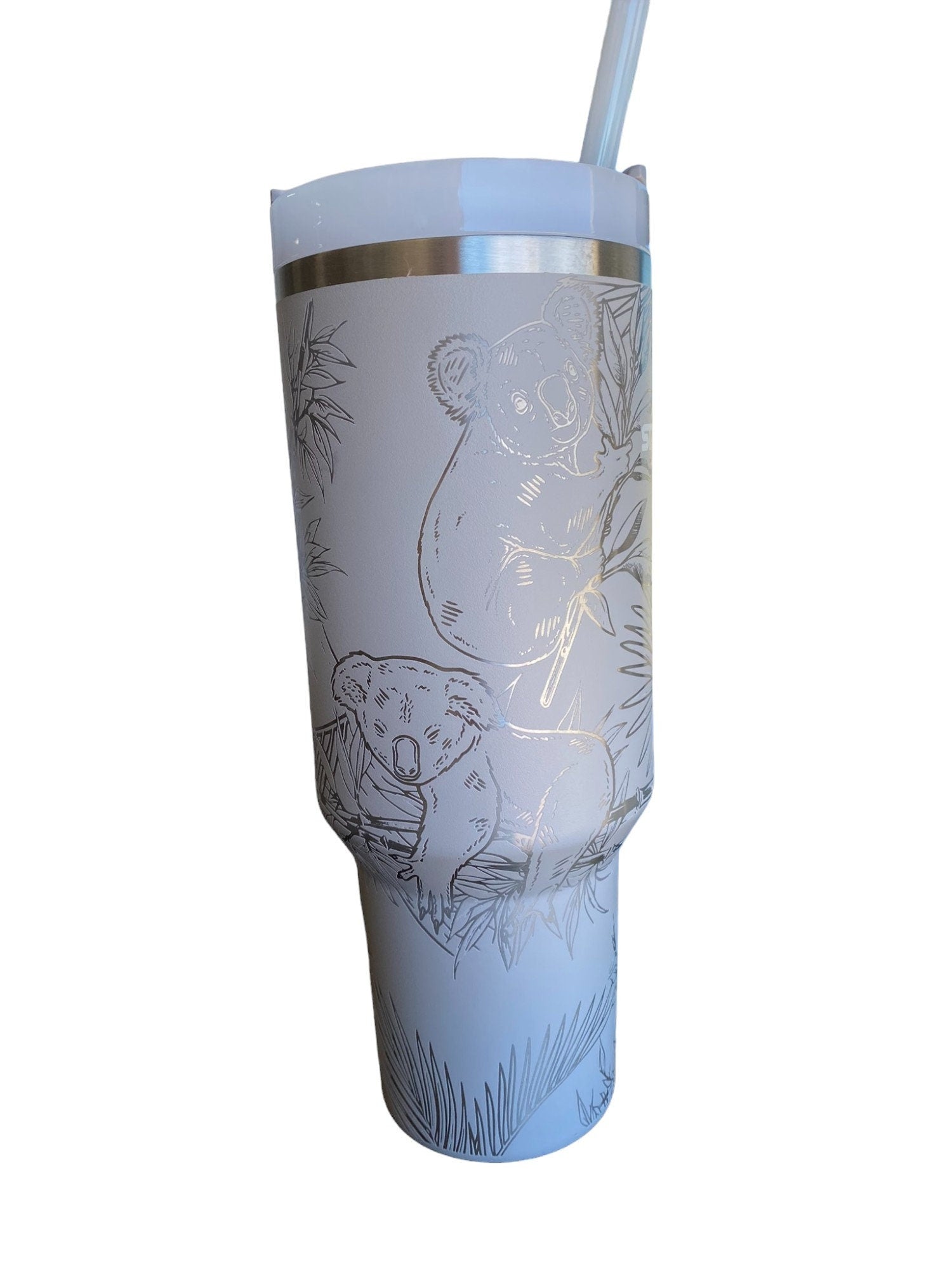 Koala Bear Engraved Cup - Custom Engraved Cup  - 40oz tumbler with handle - Koala and Palm Leaves Theme Tumbler
