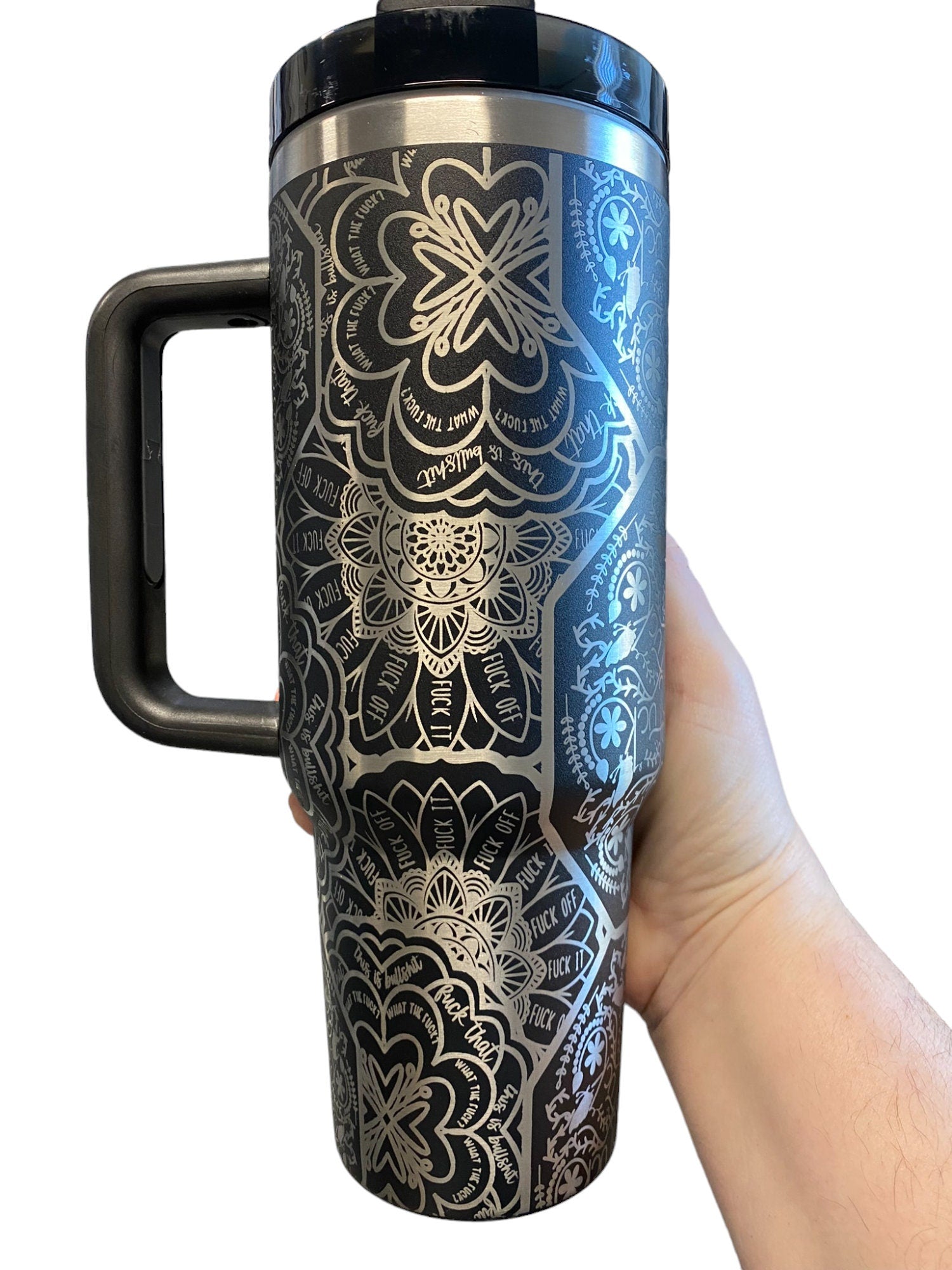 Mandala Tumbler - Word Mandala Tumbler - Cuss Word Mandala Tumbler - Adult Engraved Tumbler