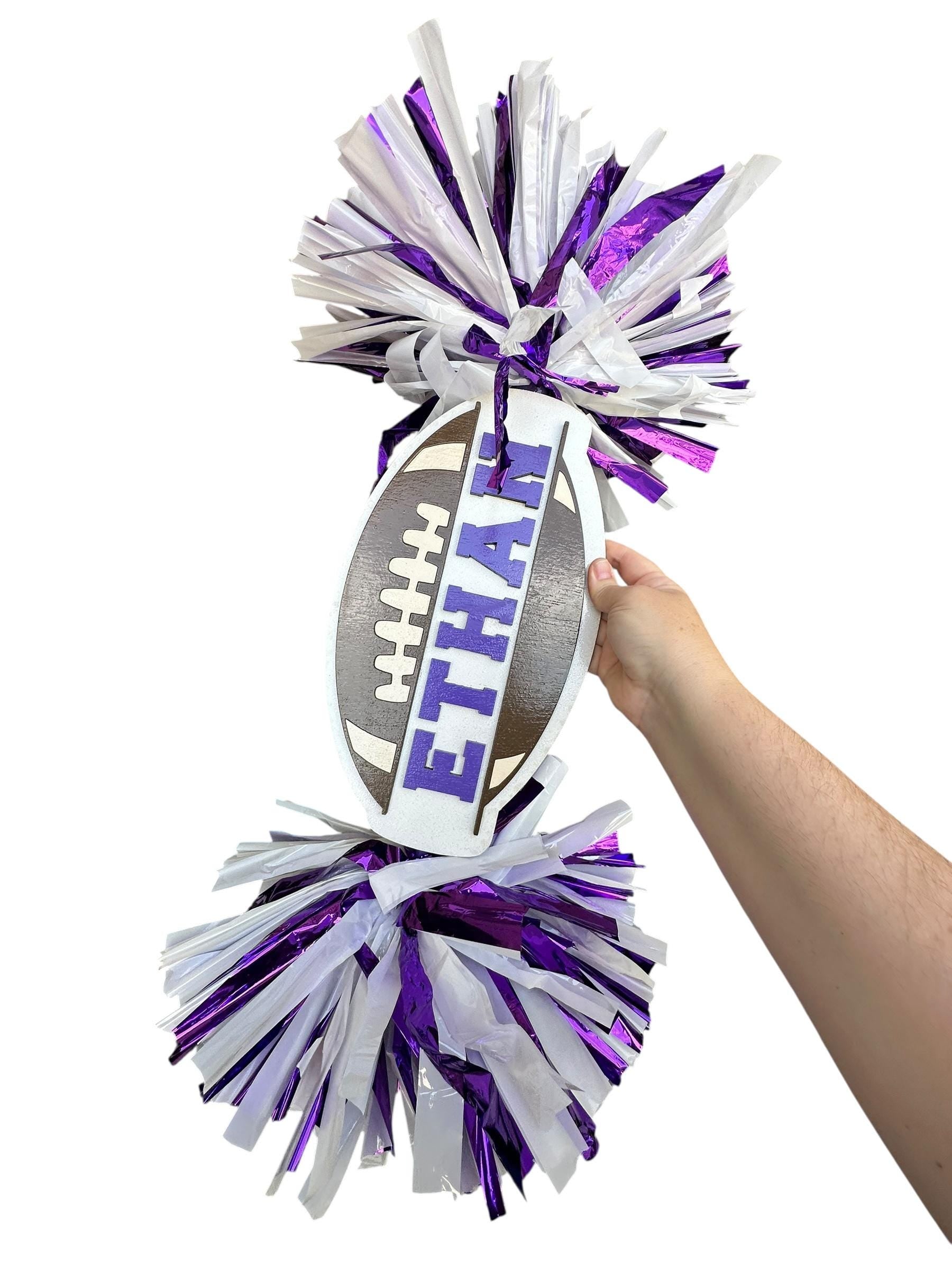 Football Cheerstick - Football Pompom Sign - Game Day Signs - Custom Acrylic Cheer Stick - Personalized Name Cheer Sign - Sport Mom Sign
