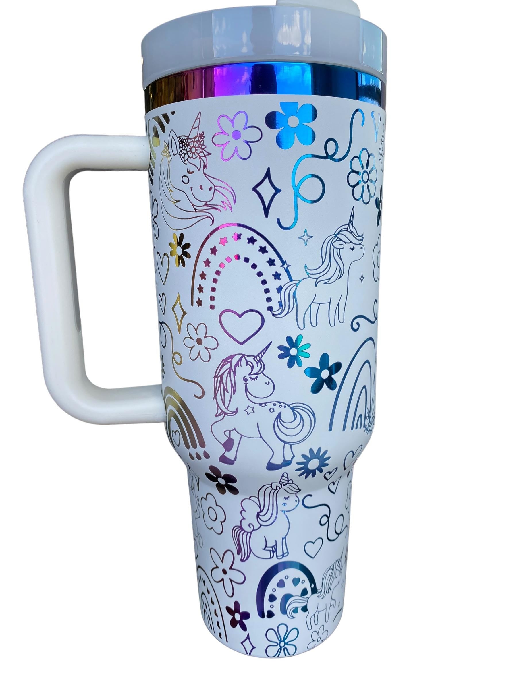 Unicorns and rainbows tumbler - 40oz Tumbler - Cute Unicorn Tumbler - Rainbow Love tumbler - engraved Tumbler - 40oz tumbler