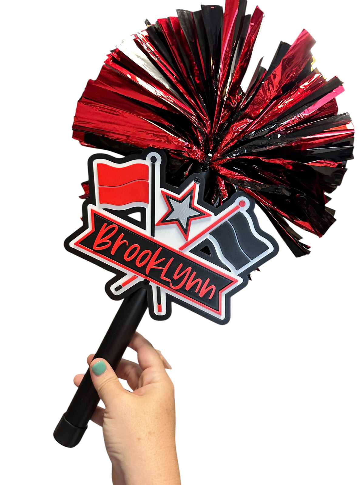 Personalized Color Guard Pompom Cheerstick | Custom Team Colors