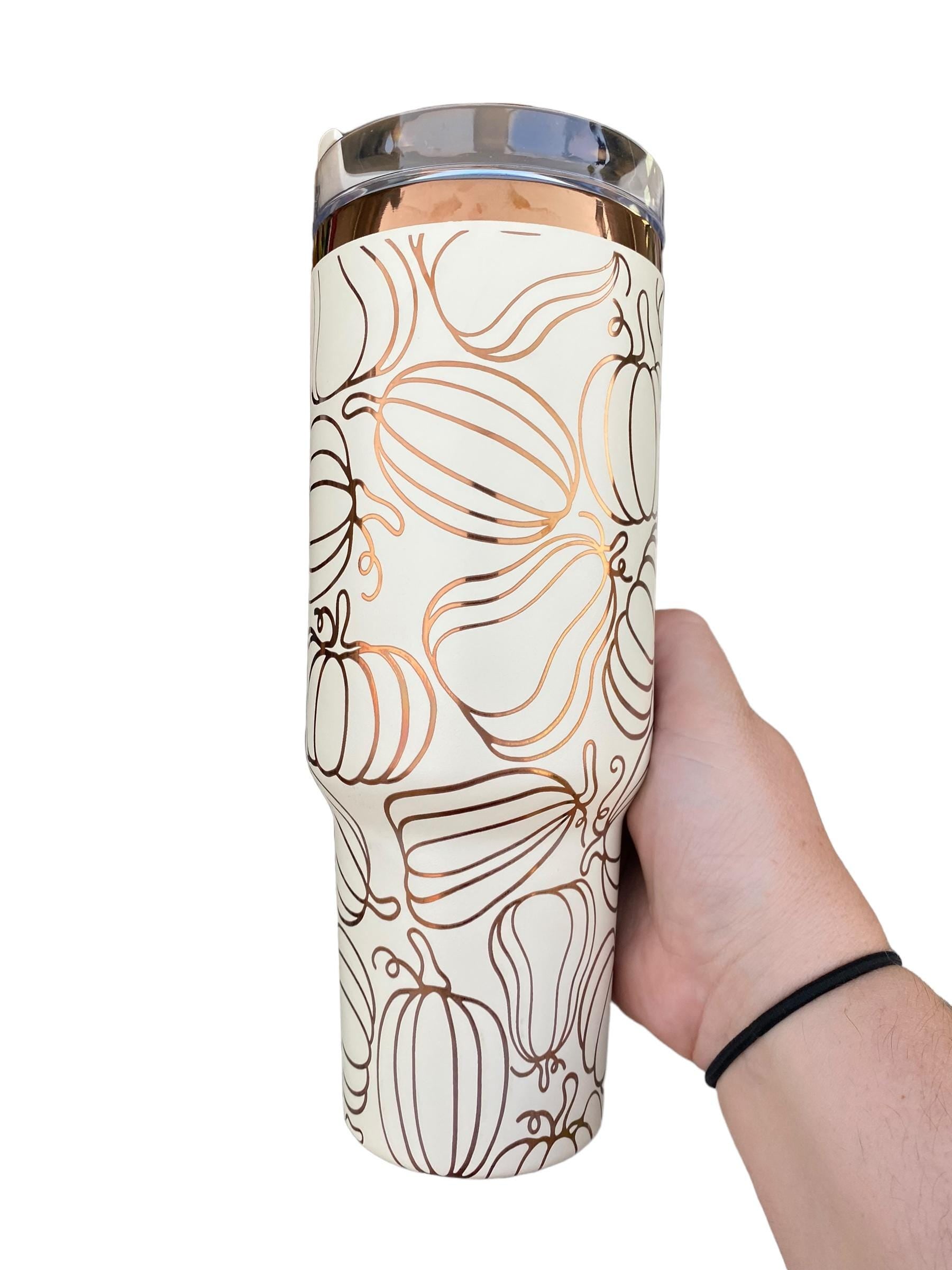 Pumpkin Spice Tumbler - Pumpkin Burst Cup - Fall tumbler -Copper and Cream Fall Tumbler Cup - Engraved Fall Tumbler - Autumn Tumbler