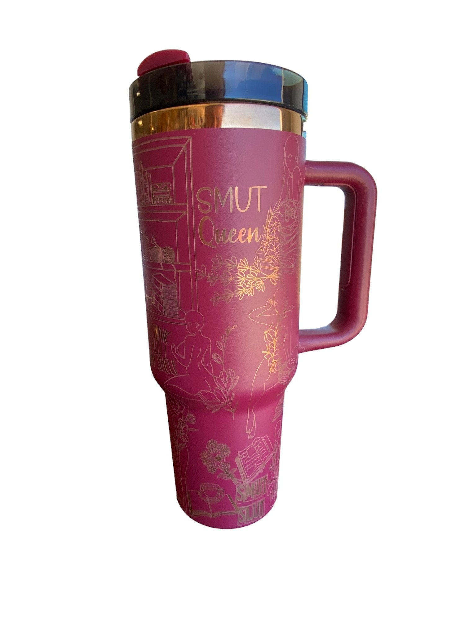 Smutty Reader Engraved Cup - Custom Engraved Cup  - 40oz tumbler with handle - Spicy Romance Book Theme Tumbler