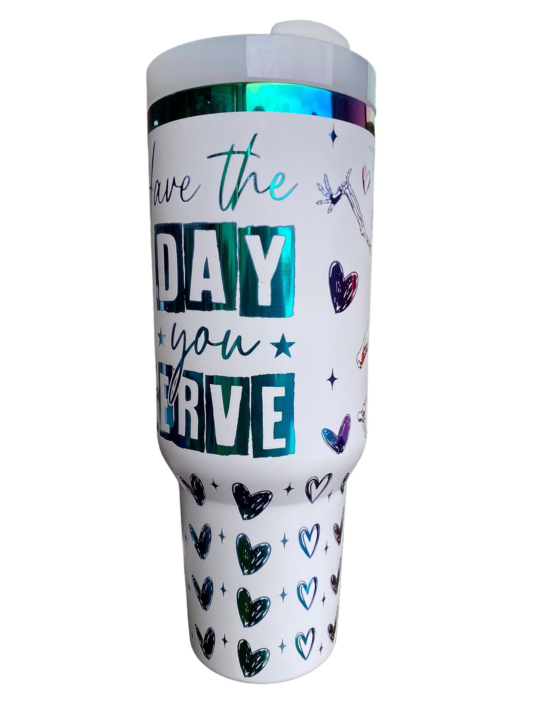 Have the Day You Deserve Tumbler - Skeleton Engraved Tumbler - 40oz Engraved Tumbler - Halloween Cup - Skeli Tumbler - Sarcastic