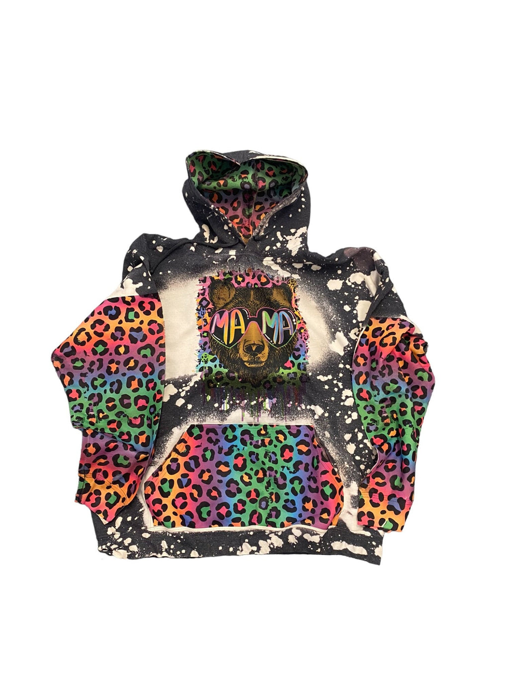 Mama Bear Hoodie - 90s Mom Hoodie - Neon Leopard Shirt - Mom Shirt - 90s mama bear sweatshirt - Bleached mama sweatshirt - Bleached Hoodies