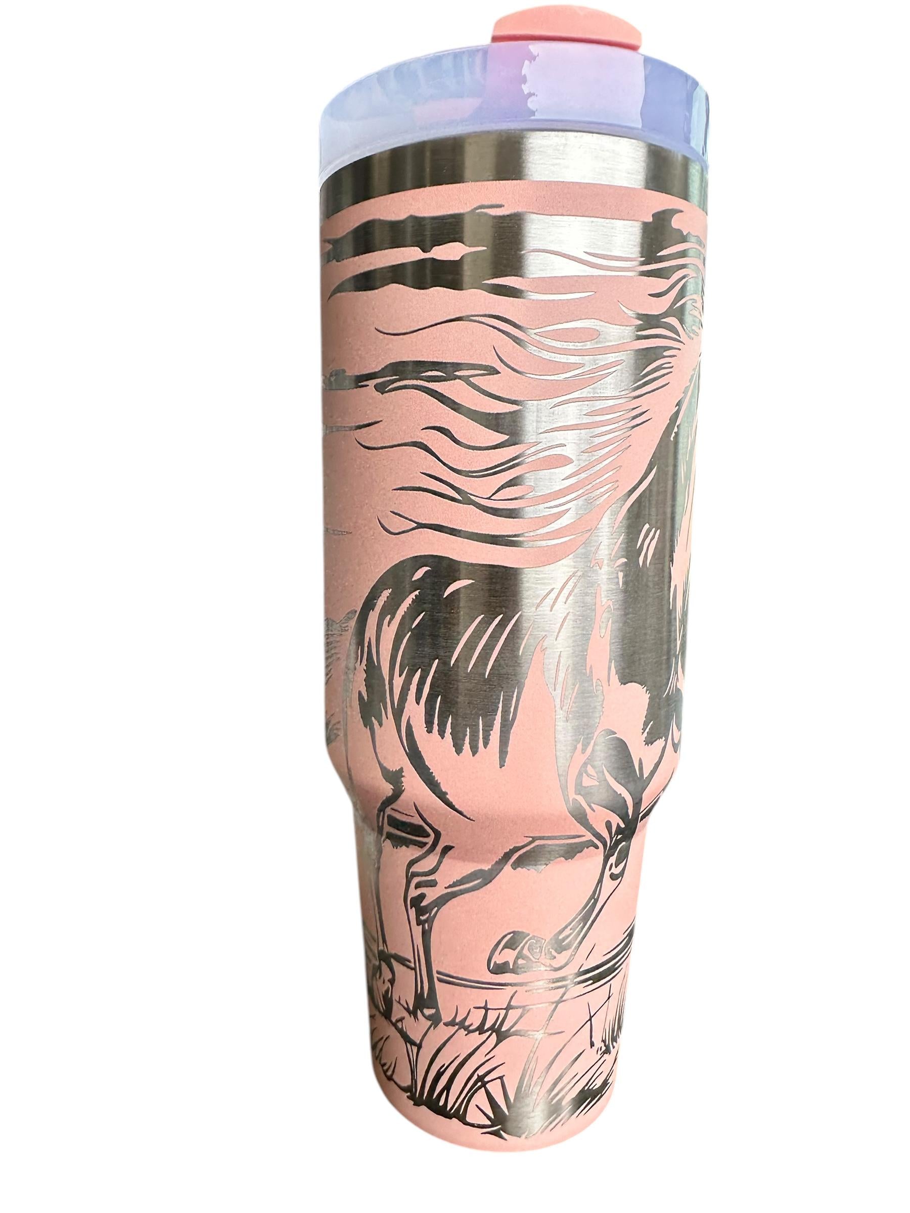 Horse tumbler -  Western Engraved Tumbler  - Horse Lover engraved Country Tumbler - 40oz tumbler with handle - Horse Riding Gift