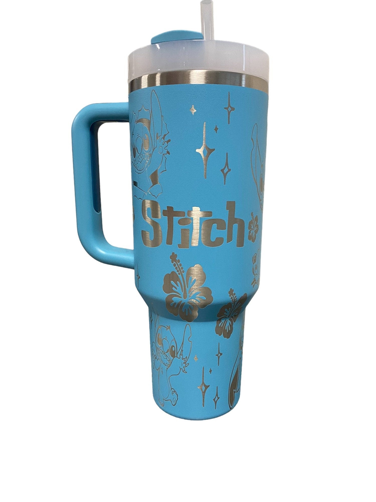 Blue Alien Cup - Custom Engraved Cup  - 40oz tumbler with handle