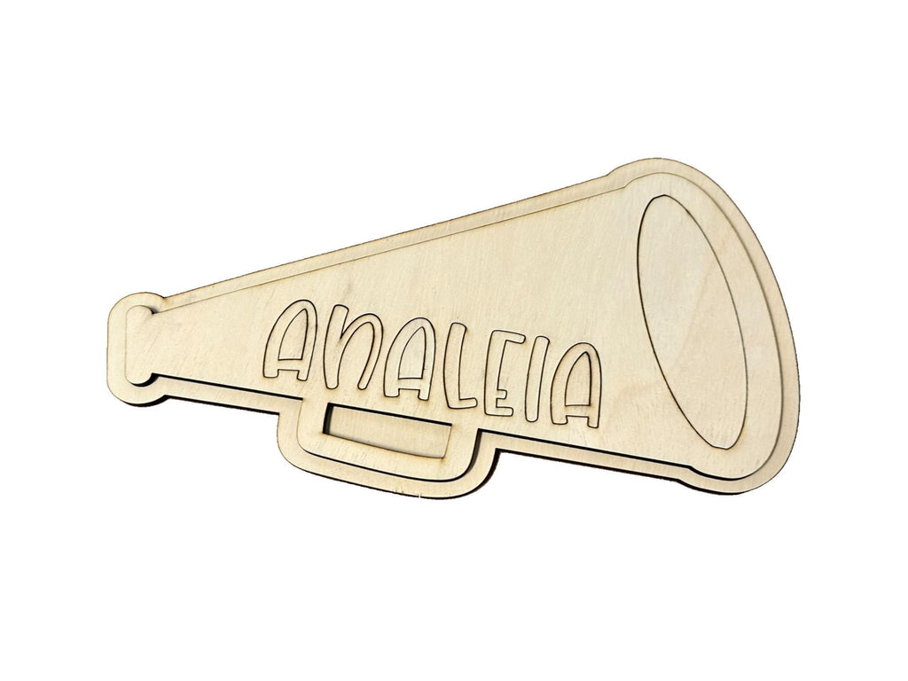Megaphone Wooden Name Cut out and Backer for DIY  Decor Personalized Wooden Name Sign |  Laser Cut Wood Names  Kids Room Wall Art