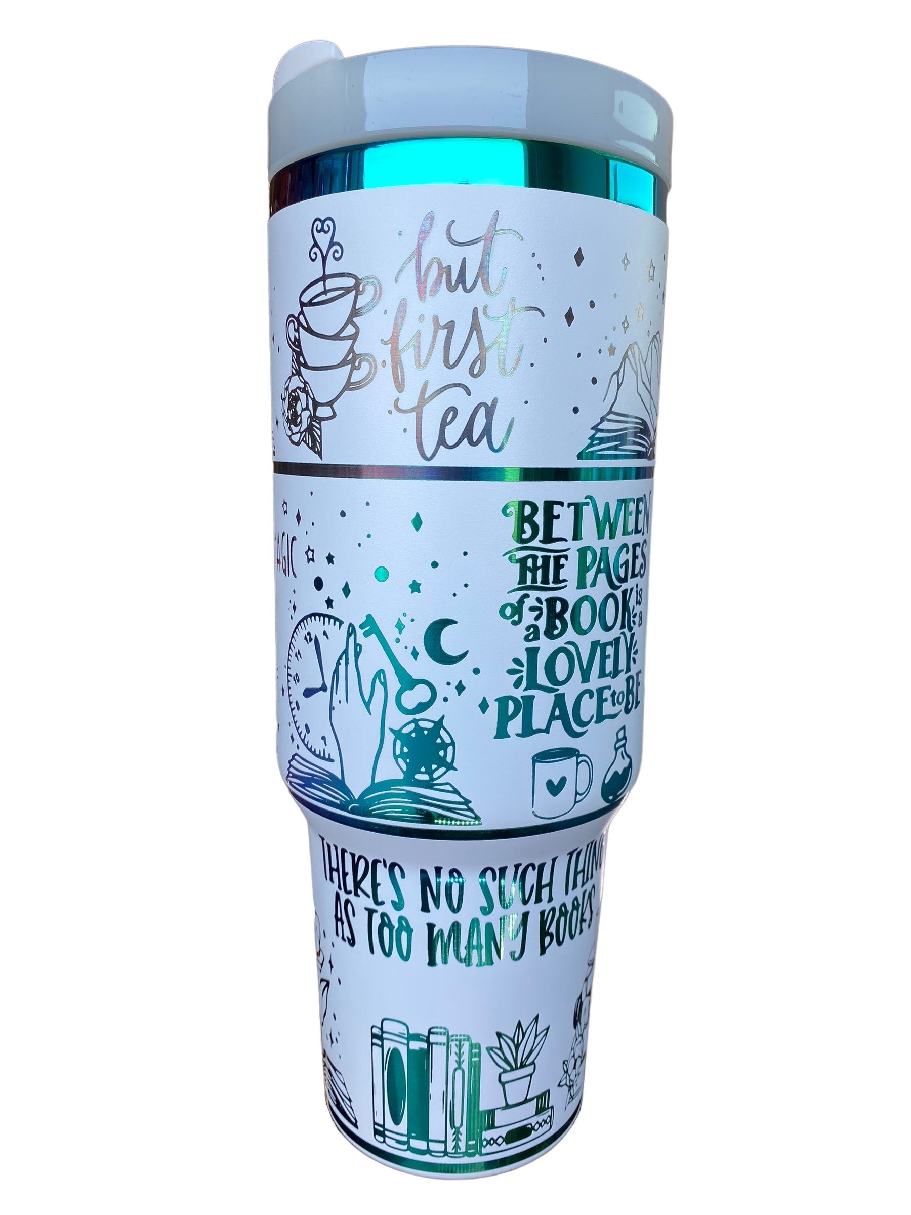 Books Are Magic Tumbler- Fantasy Bookshelf Tumbler- engraved Tumbler - 40oz tumbler with handle