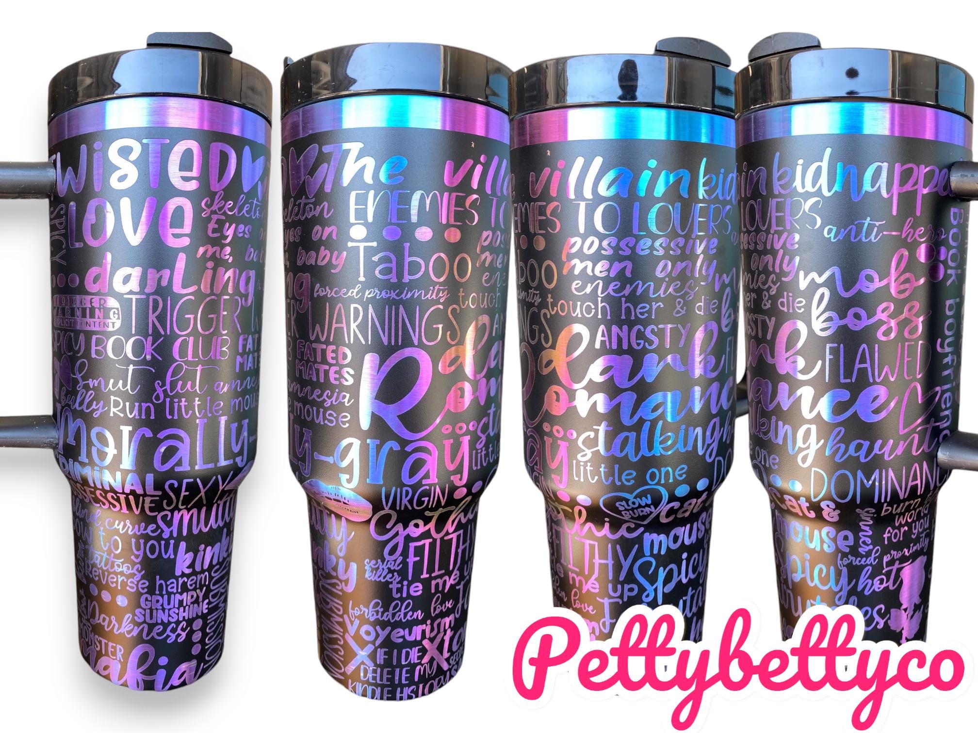 Dark Romance Trope Tumbler  - Romance Reader Engraved Cup  - 40oz tumbler with handle - Spicy Reading Theme Tumbler