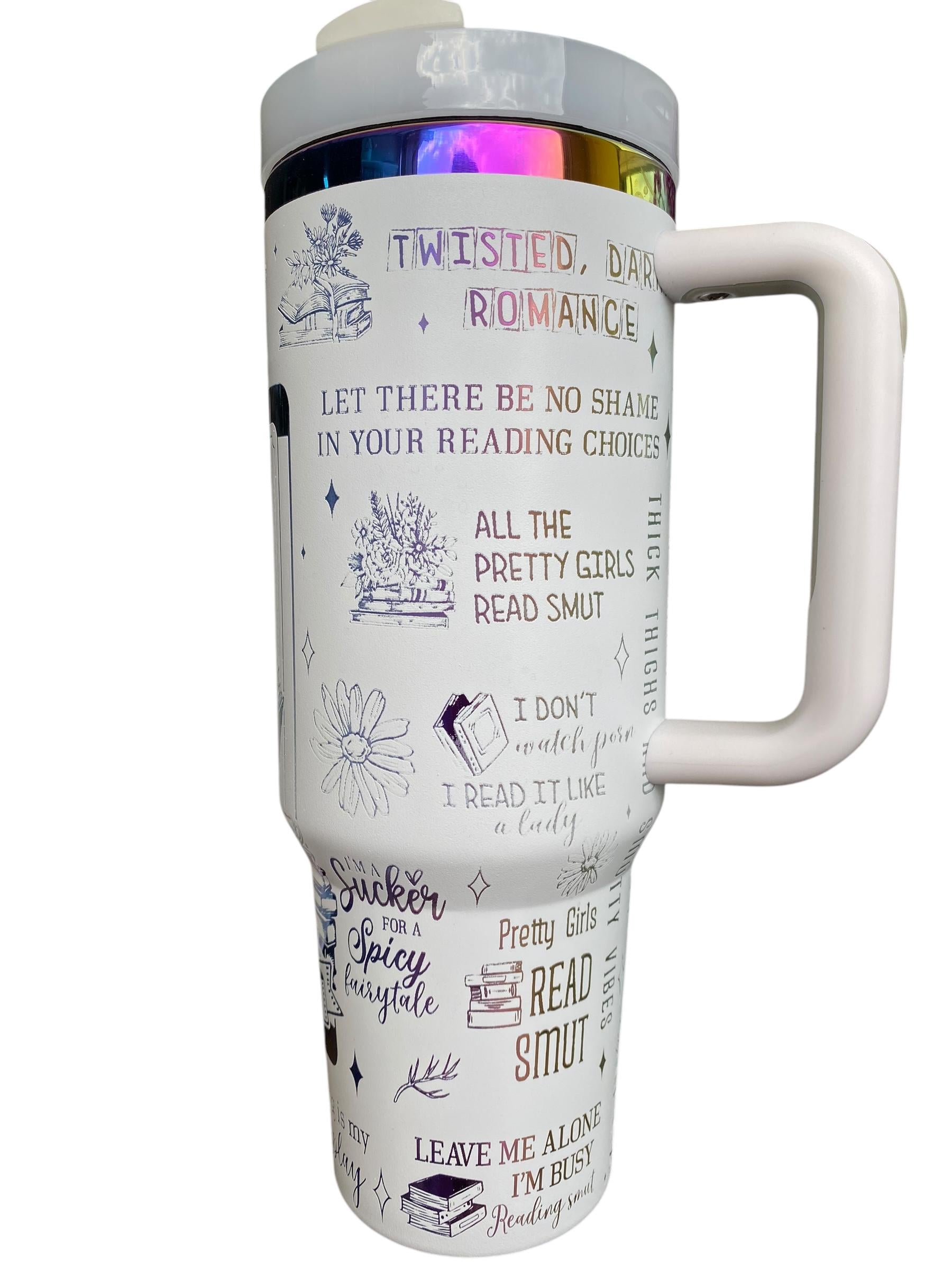 Smut Queen Tumbler - Dark Romance Reader Tumbler -  Engraved Cup - Custom Engraved Cup   40oz tumbler with handle - Romance Book Theme