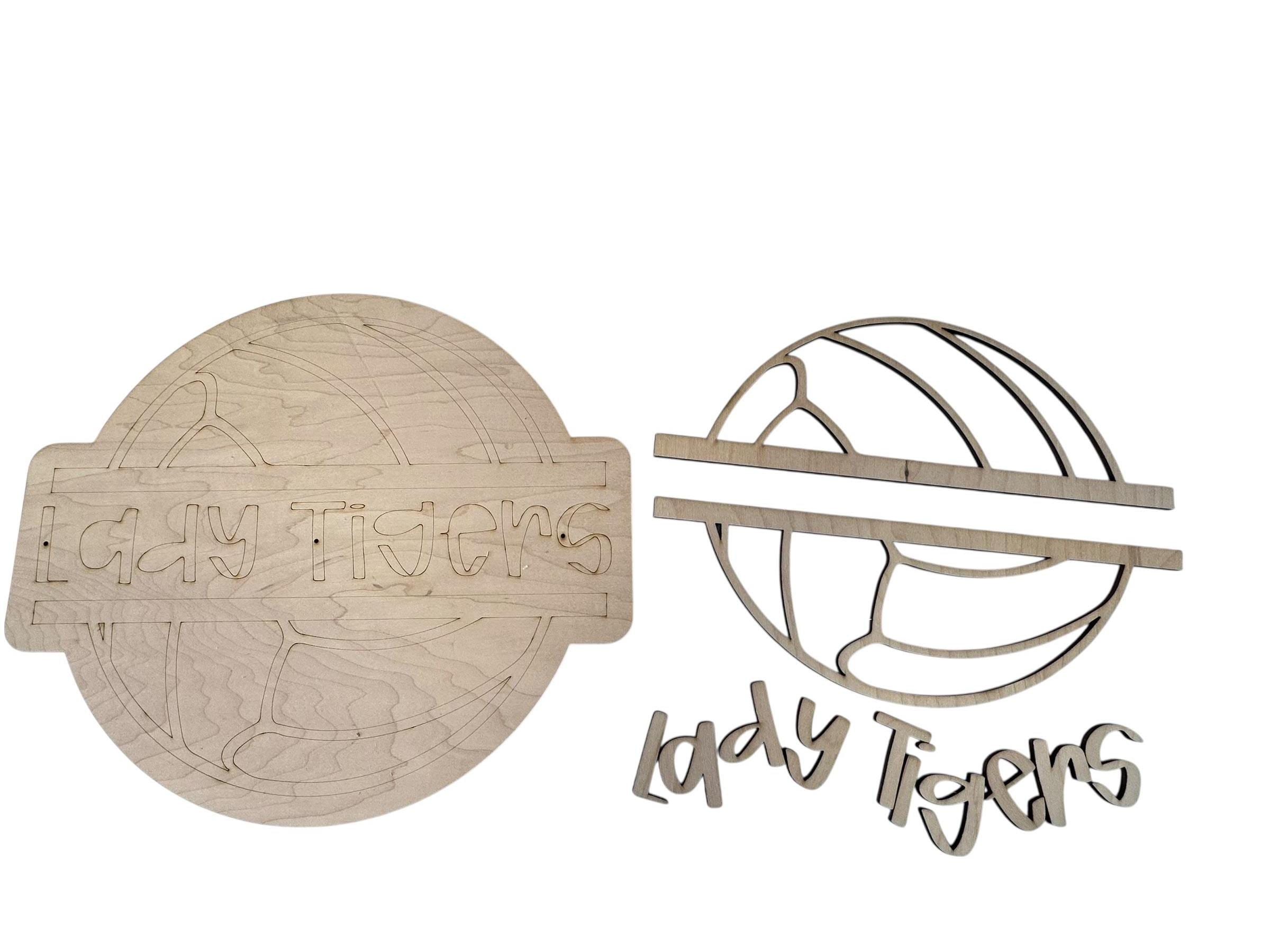 Volleyball Wooden Name Cut out and Backer for DIY  Decor Personalized Wooden Name Sign | Laser Cut Wood Names | Volleyball Cheerstick