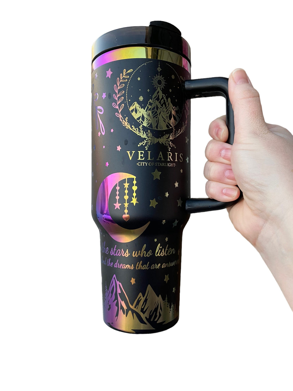 City of Starlight Tumbler - engraved tumbler - 40oz tumbler with handle - Velaris Tumbler - To the Stars who Listen
