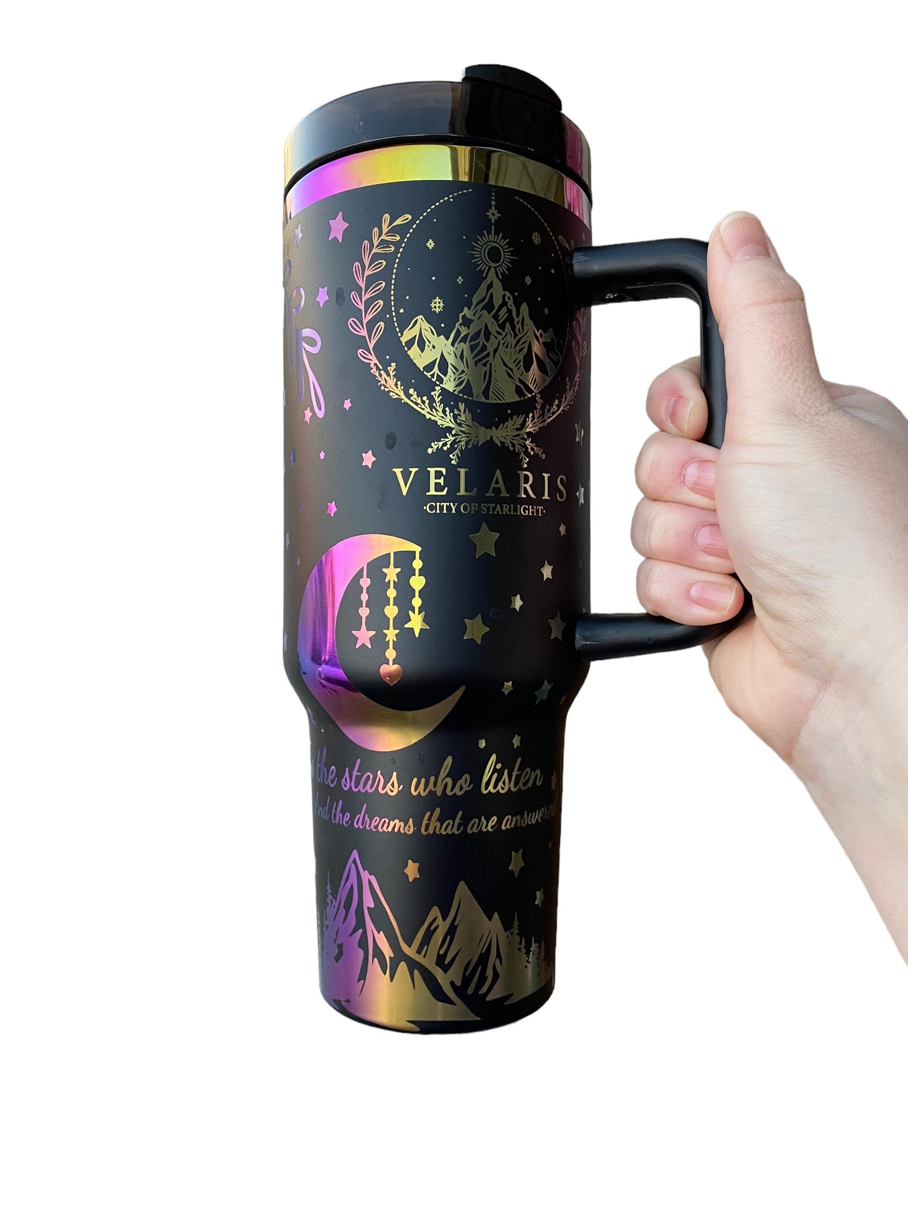 City of Starlight Tumbler - engraved tumbler - 40oz tumbler with handle - Velaris Tumbler - To the Stars who Listen