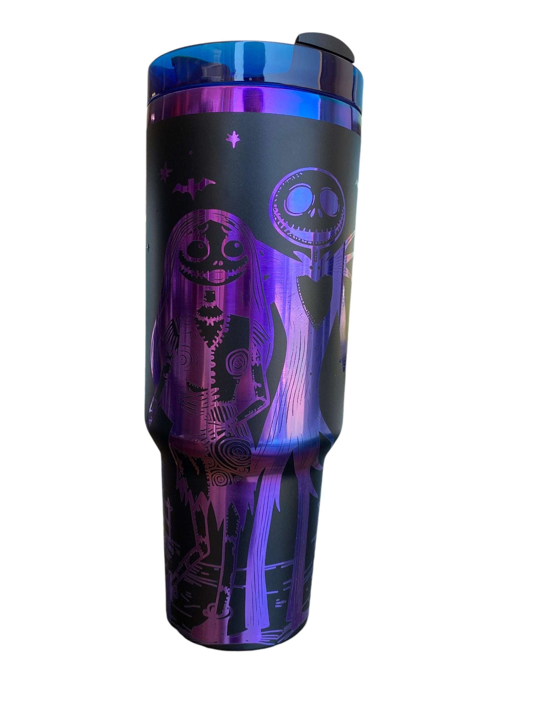 Jack Sally Halloween XMas Cup - Spooky Season Tumbler - Skelli Halloween Engraved Tumbler - 40oz Engraved Tumbler  - Skeleton Tumbler