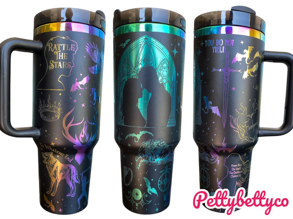 Rattle the Stars - To Whatever End - TOG Tumbler - Fantasy Book Tumbler - engraved bookish tumbler 40oz tumbler with handle You Do Not Yield