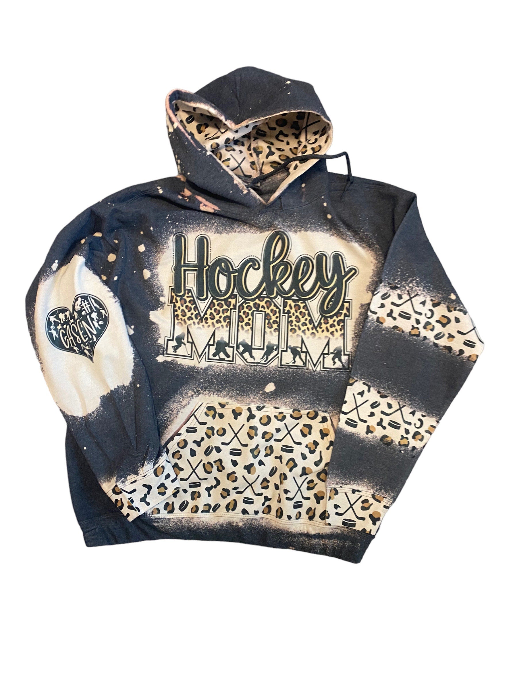 Hockey Mom Bleached Hoodie - Custom Color Hockey hoodie -Hockey Mom Sweatshirt, Bleached Sweatshirt, Hockey Mom Shirt Personalized Hockey