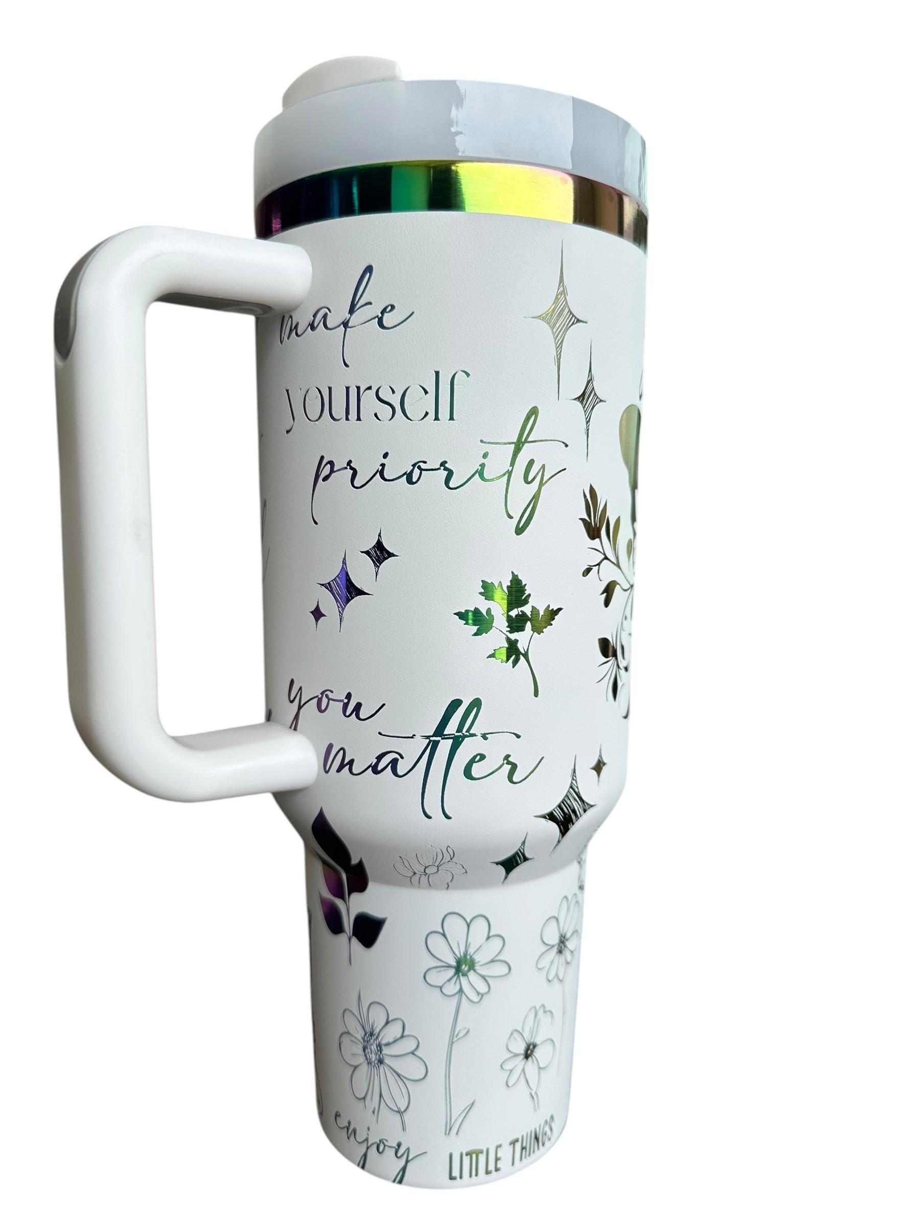 Just Breathe Tumbler - Butterfly Gift -  Self Love tumbler -40oz tumbler - Engraved Tumbler- Floral tumbler, tumbler, Custom 40oz tumbler