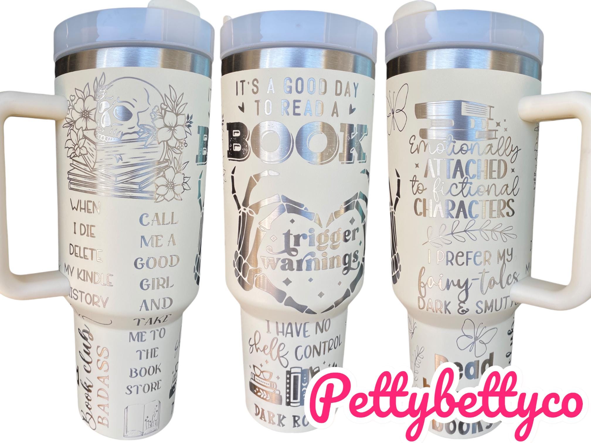 Its a Good Day to Read a Book Tumbler  - Kindle Reader Custom Engraved Cup  - 40oz tumbler with handle - Reading Theme Tumbler