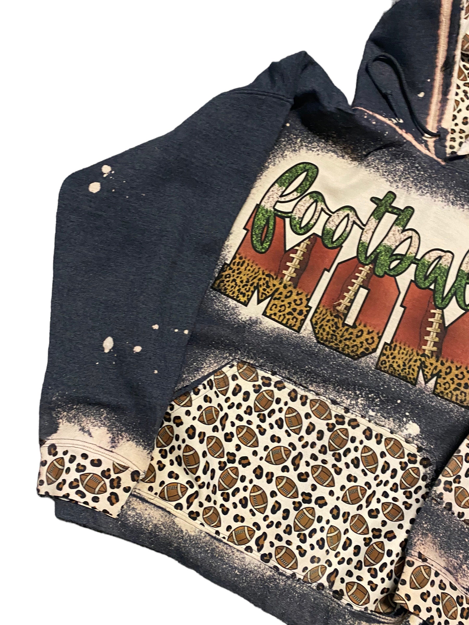 Football Mom Bleached Hoodie -Football Mom Sweatshirt - Bleached Hoodie - Custom Hoodie - Football Shirt Sweatshirt