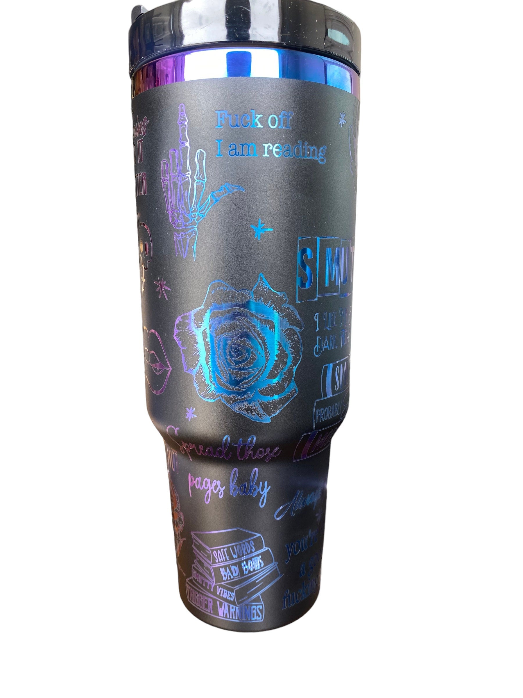Smutty Book Club Tumbler -  Engraved Cup - Custom Engraved Cup  - 40oz tumbler with handle - Dark Romance Book Theme Tumbler