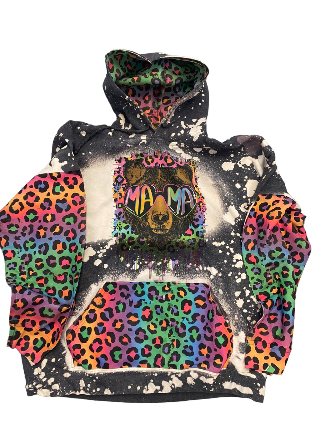 Mama Bear Hoodie - 90s Mom Hoodie - Neon Leopard Shirt - Mom Shirt - 90s mama bear sweatshirt - Bleached mama sweatshirt - Bleached Hoodies