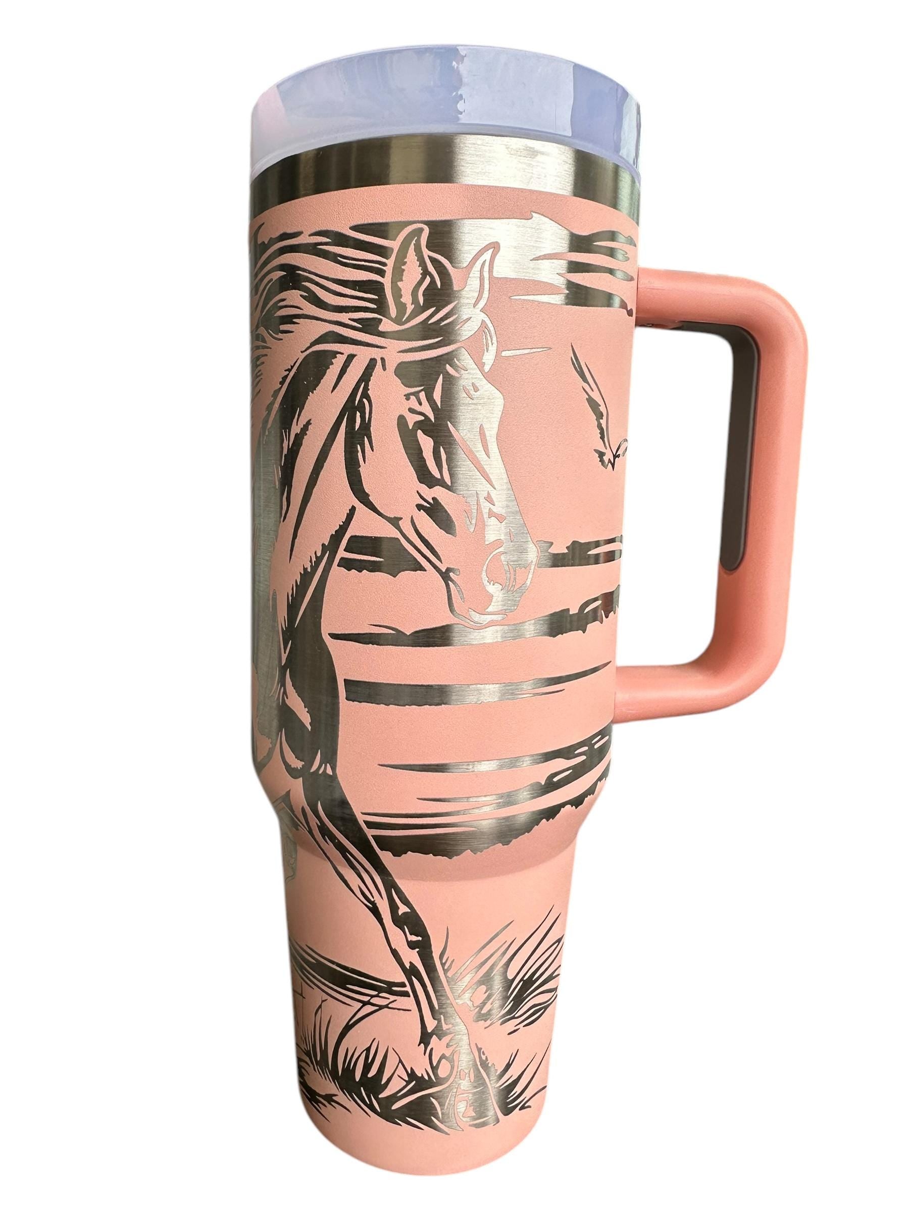 Horse tumbler -  Western Engraved Tumbler  - Horse Lover engraved Country Tumbler - 40oz tumbler with handle - Horse Riding Gift