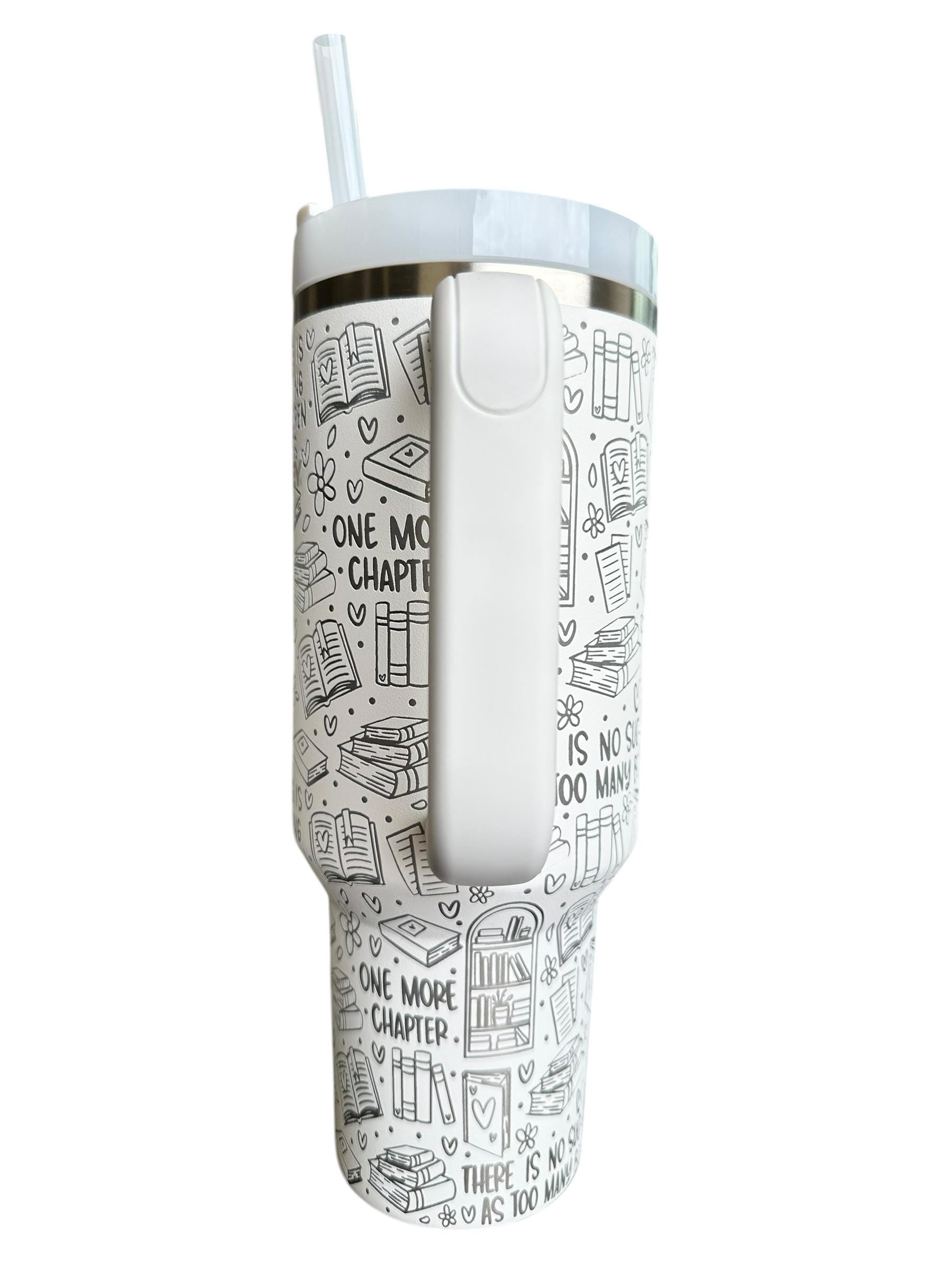Reading is Dreaming With Your Eyes Open Engraved Cup - Book Community Custom Engraved Cup - 40oz tumbler with handle - Reading Theme Tumbler