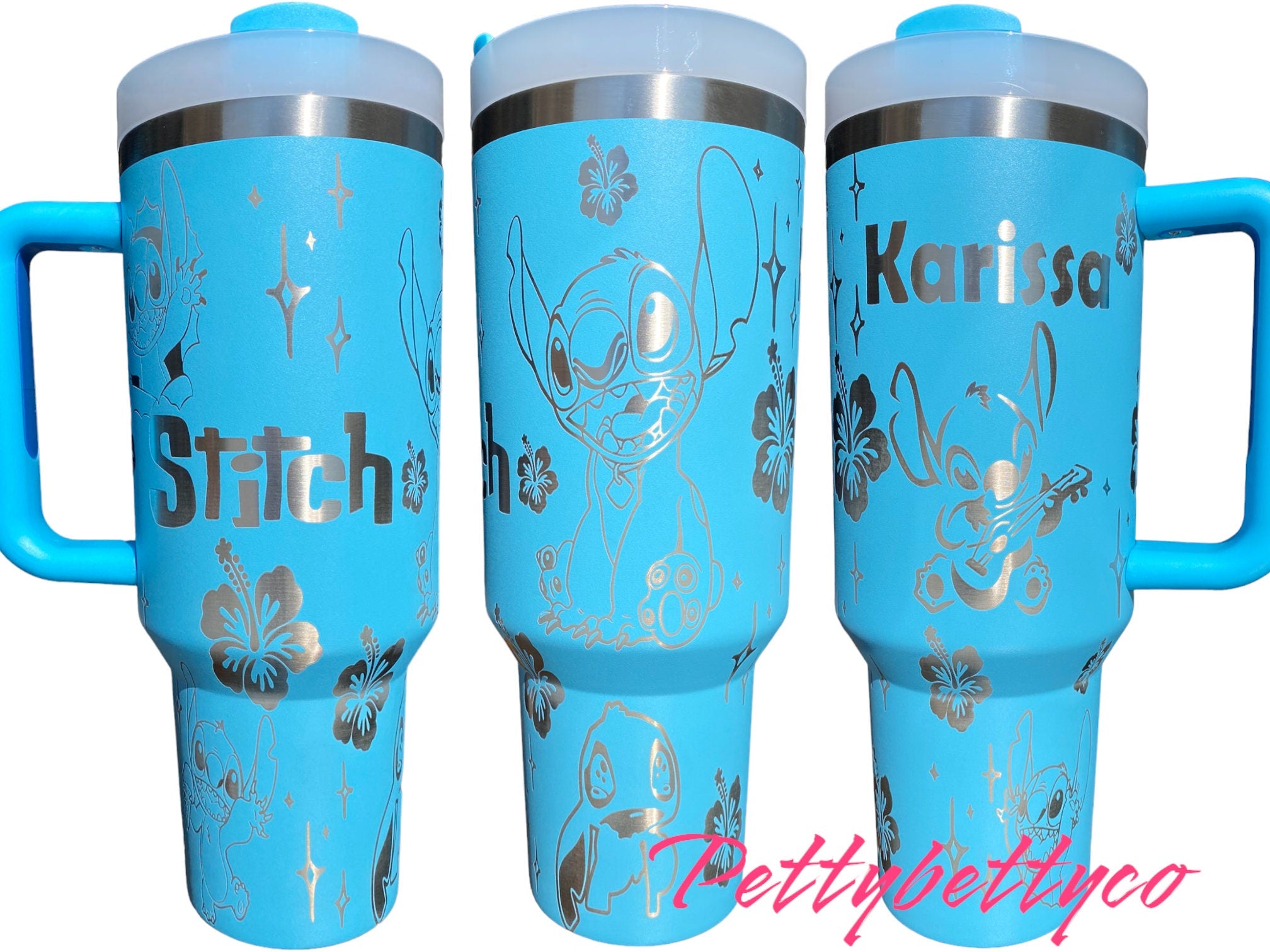 Blue Alien Cup - Custom Engraved Cup  - 40oz tumbler with handle