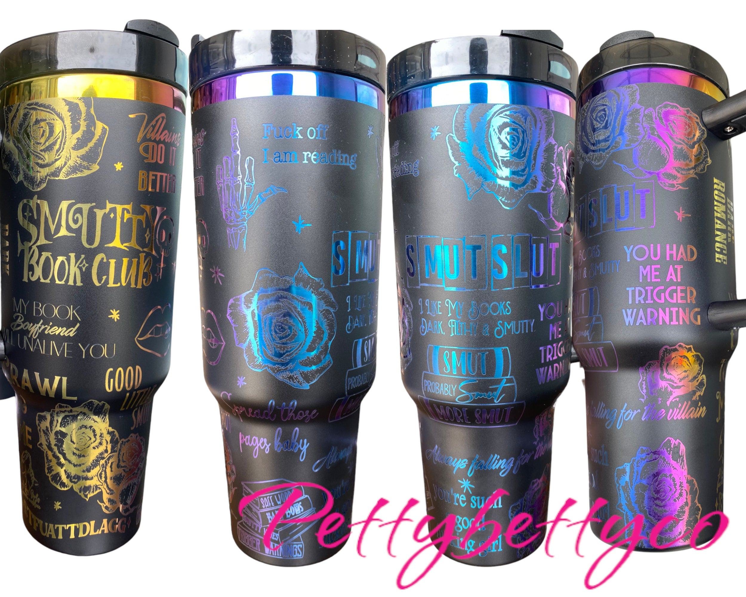 Smutty Book Club Tumbler -  Engraved Cup - Custom Engraved Cup  - 40oz tumbler with handle - Dark Romance Book Theme Tumbler